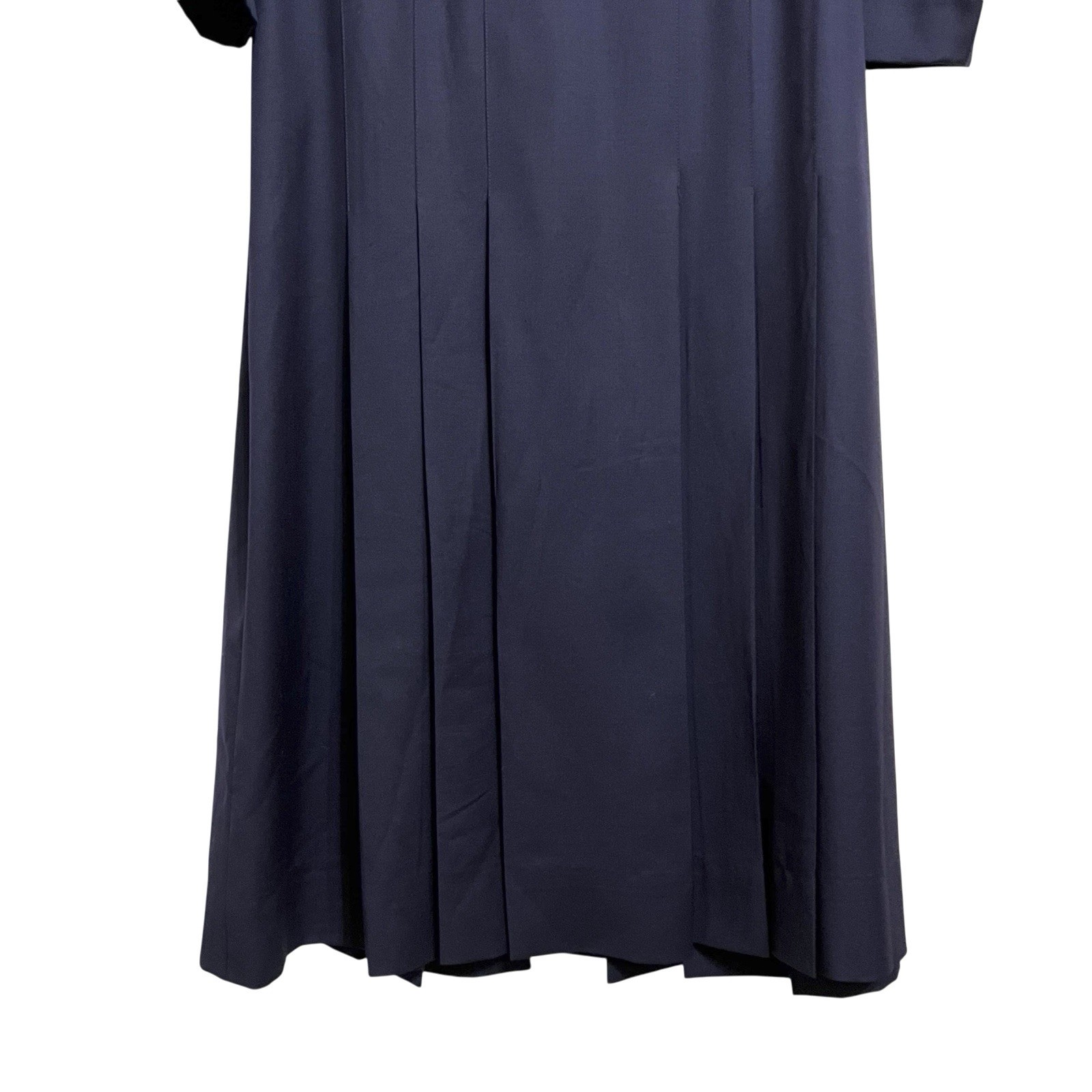 Albert Nipon Vtg Old Money Minimalist Shirt Dress 6 Navy Luxury Wool Academia