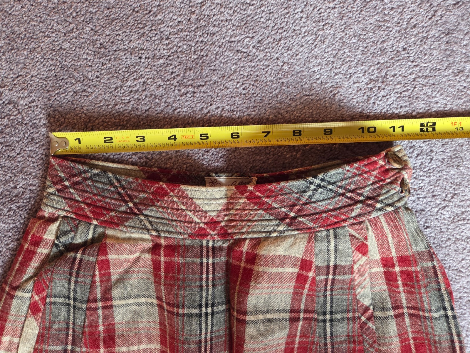 Vintage Woman’s Skirt 100% Wool 1950’s Koret California Red & Gray Plaid