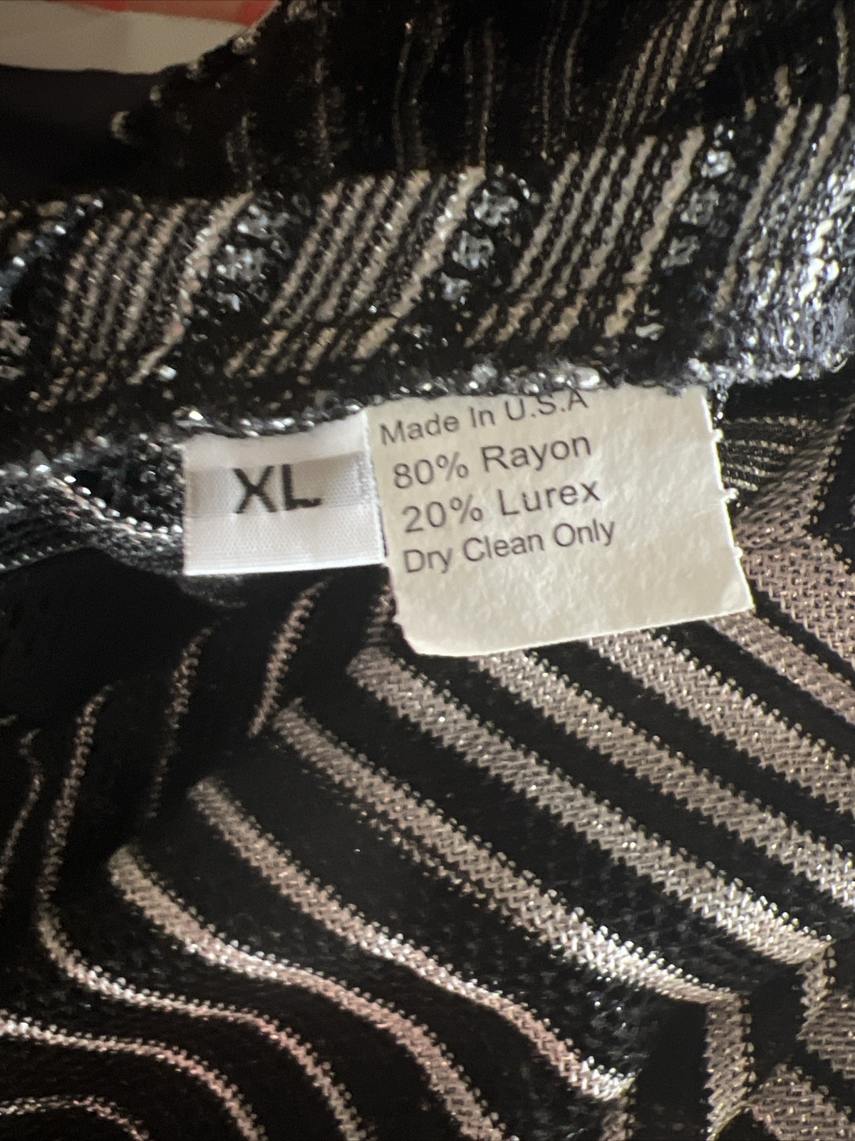 VINTAGE DAMIANOU Womens 3Pc.Skirt Set.Blk/ Silver Metallic 80s Formal USA.XL.