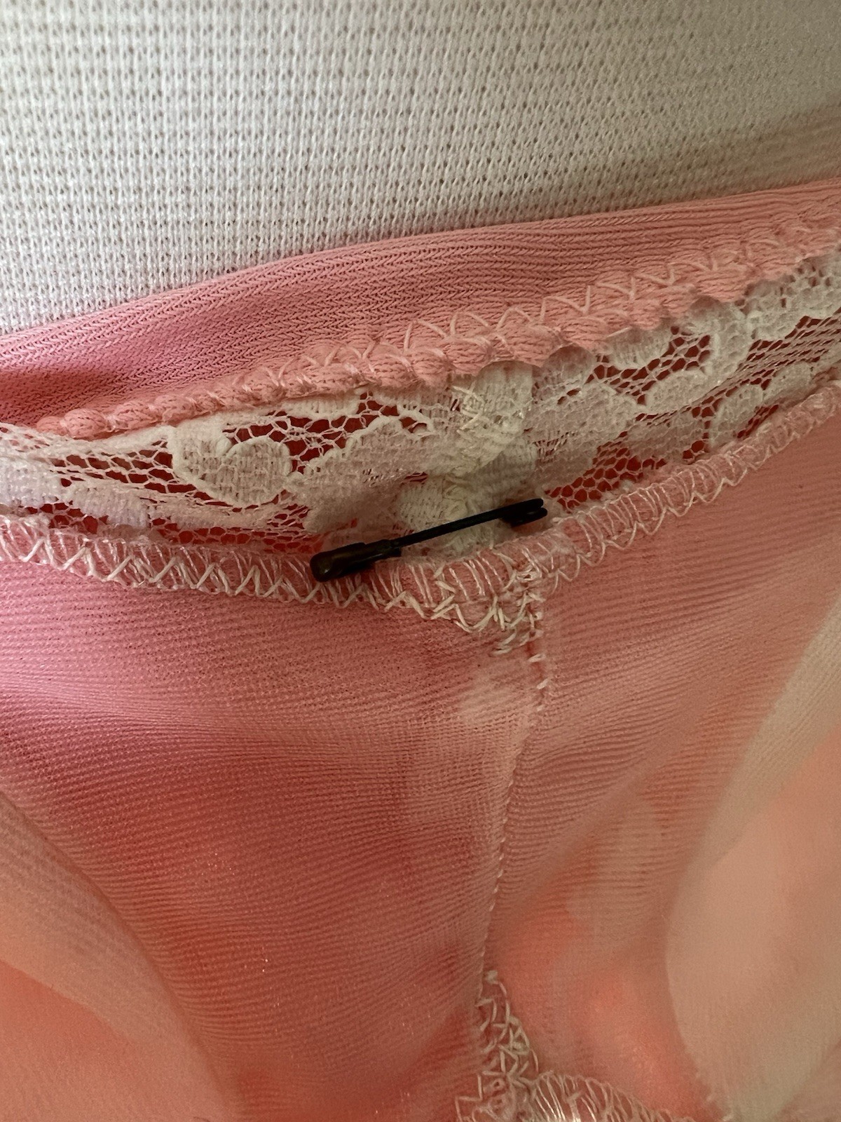 Vintage 60’s Lace Babydoll Pink Nightgown Slip Coquette Romantic Chiffon Nylon M