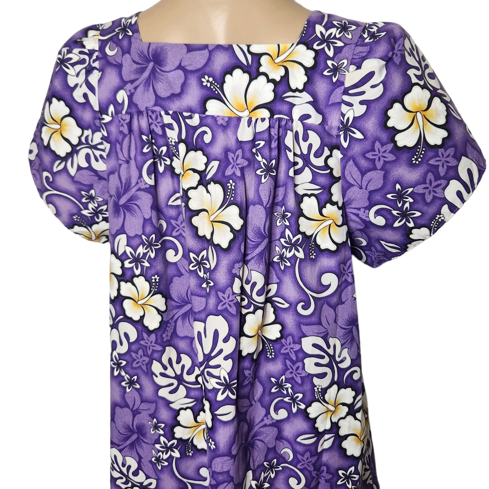 Vintage 80’s Jade Fashions Of Hawaii Dress Flower Purple MuMu Hibiscus Vacation