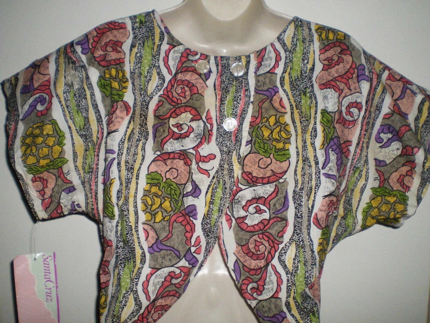 Vintage SANTA CRUZ Cotton CROP TOP S Vent Back SMALL With ORIGINAL TAG Shirt NEW