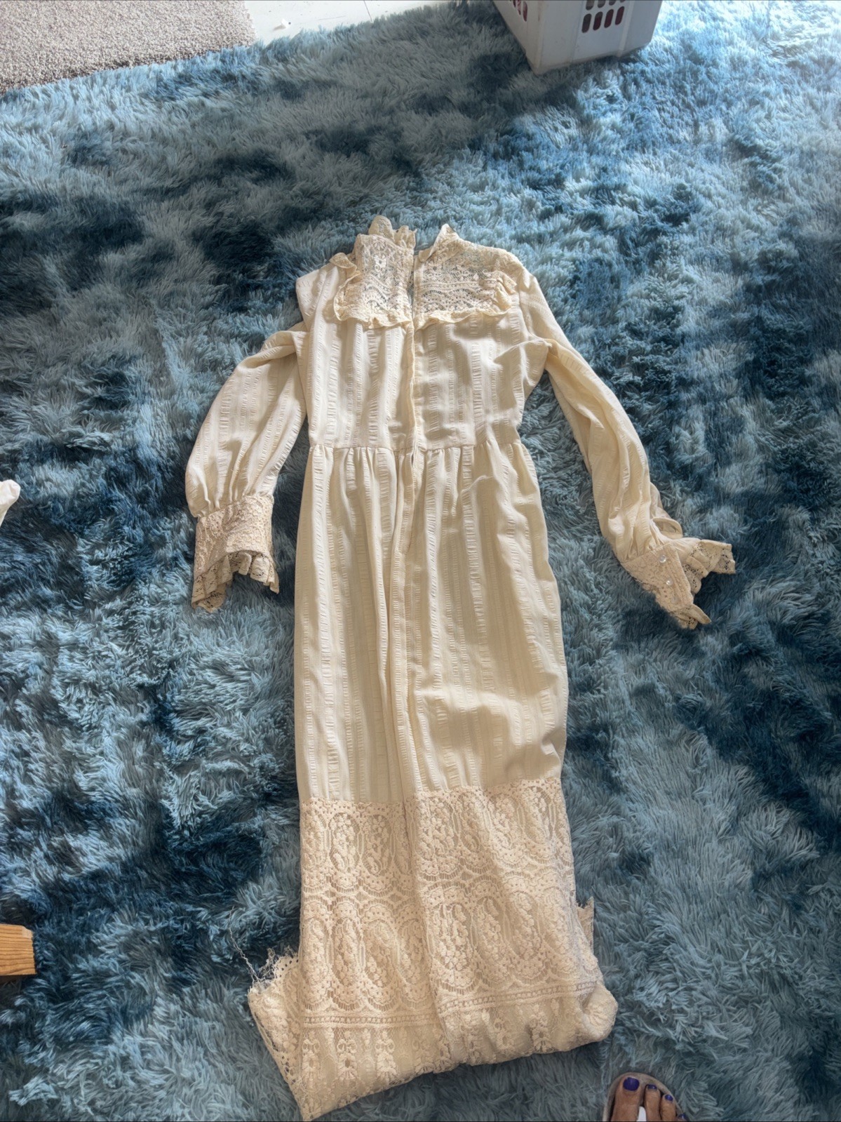 Vintage Prairie Dress Cottagecore Boho 1970’s Lace Maxi Gunnie
