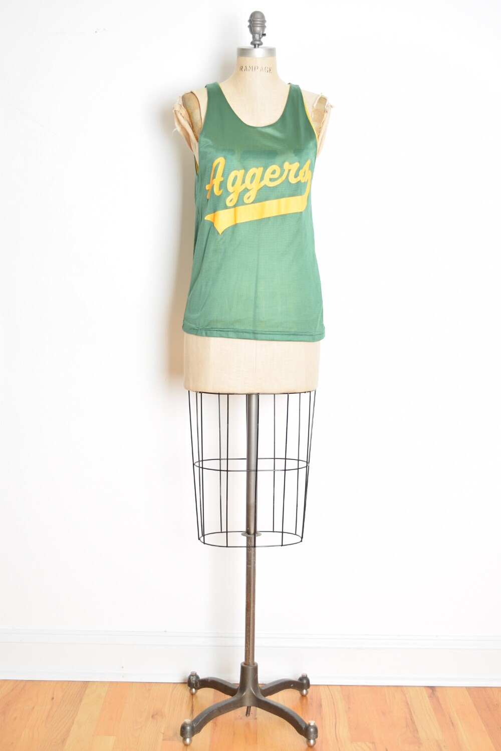 vintage basketball jersey green yellow AGGERS tank top shirt athletic sports S