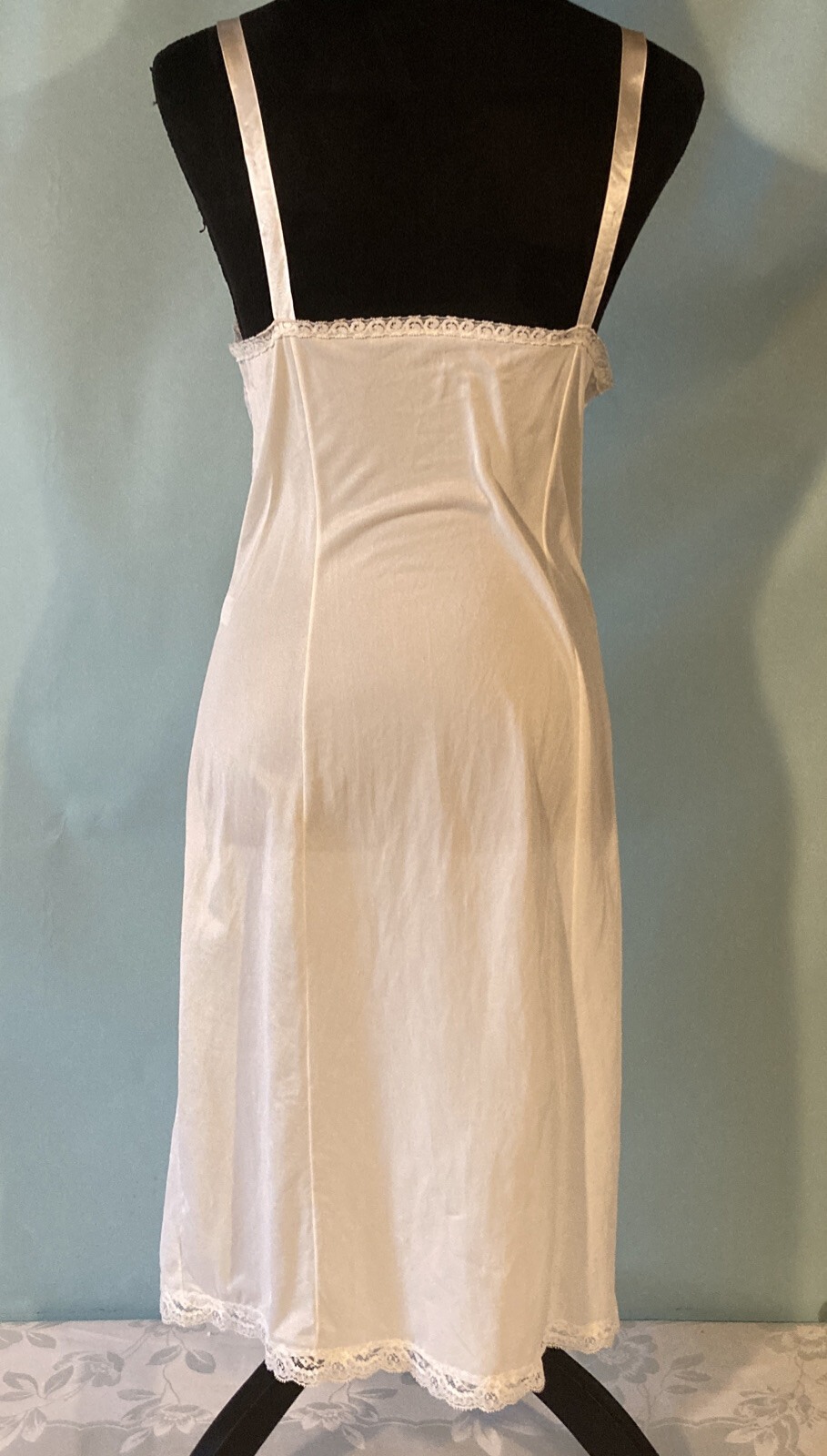Vintage Wonder Maid Non Cling Ivory Full SLIP PIN-UP Size 36 Med see measurments
