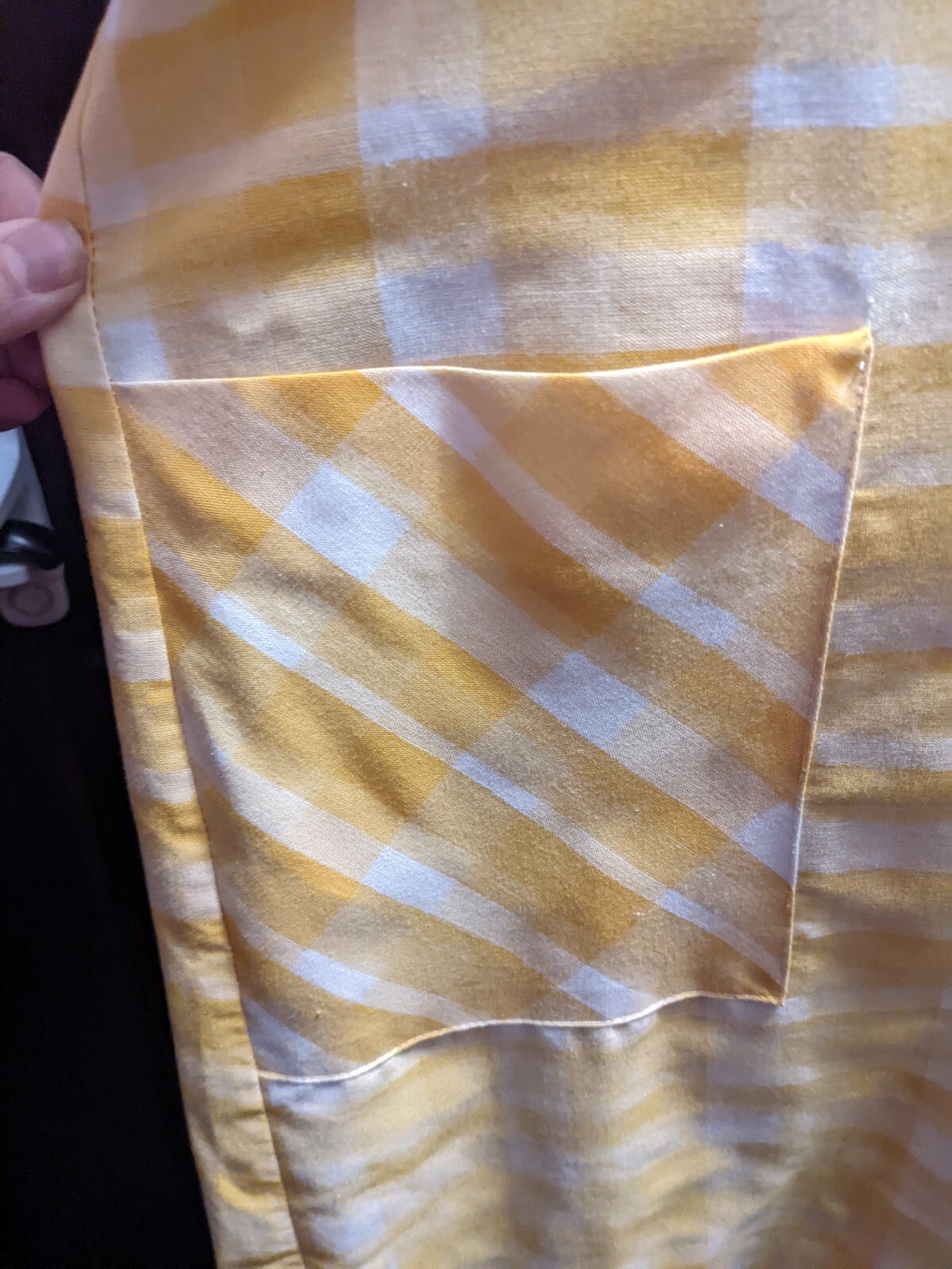 Vintage 1960s MCM Skimma Yellow Plaid House Dress 3/4 Zip Large