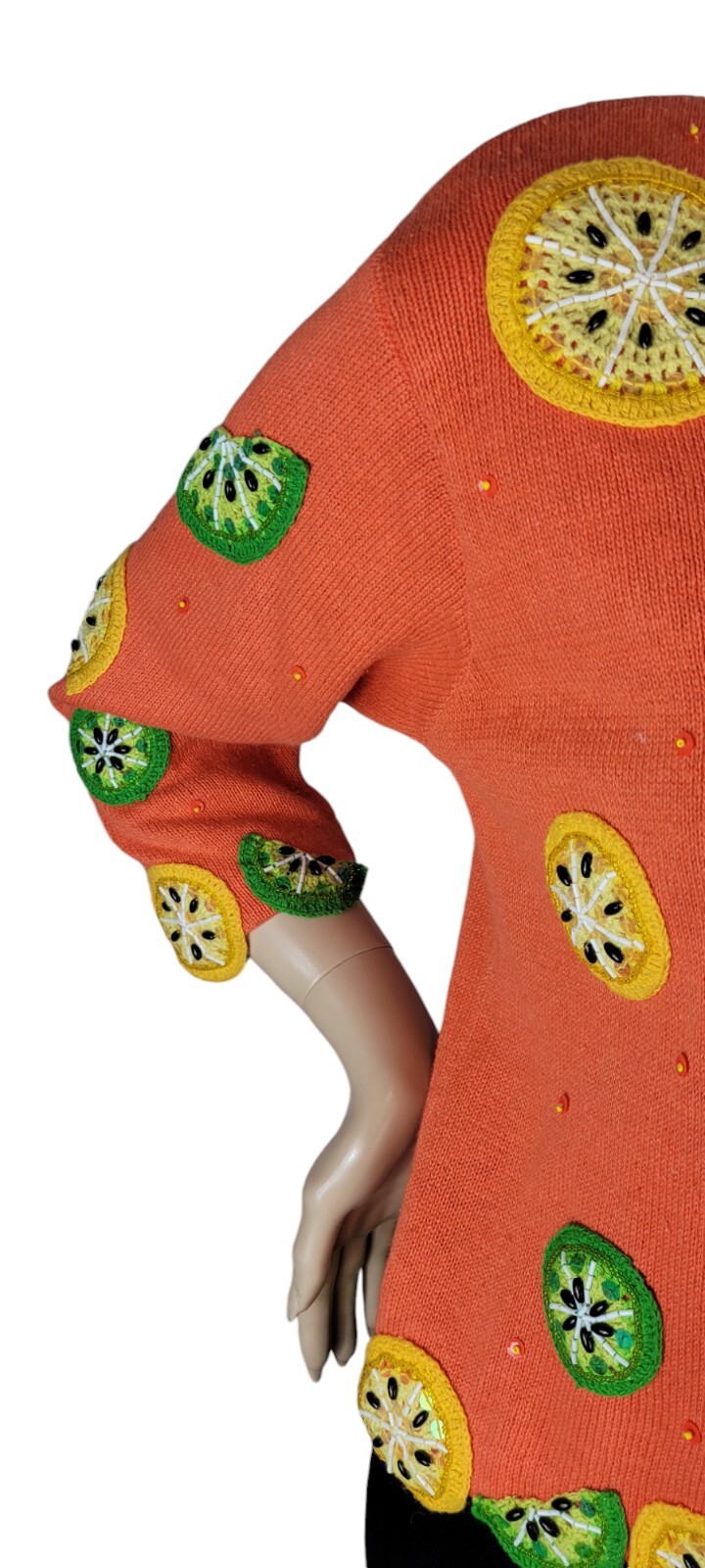 Vtg Design Options By Philip & Jane Gordon Orange Lemon & Lime Cardigan Sweater