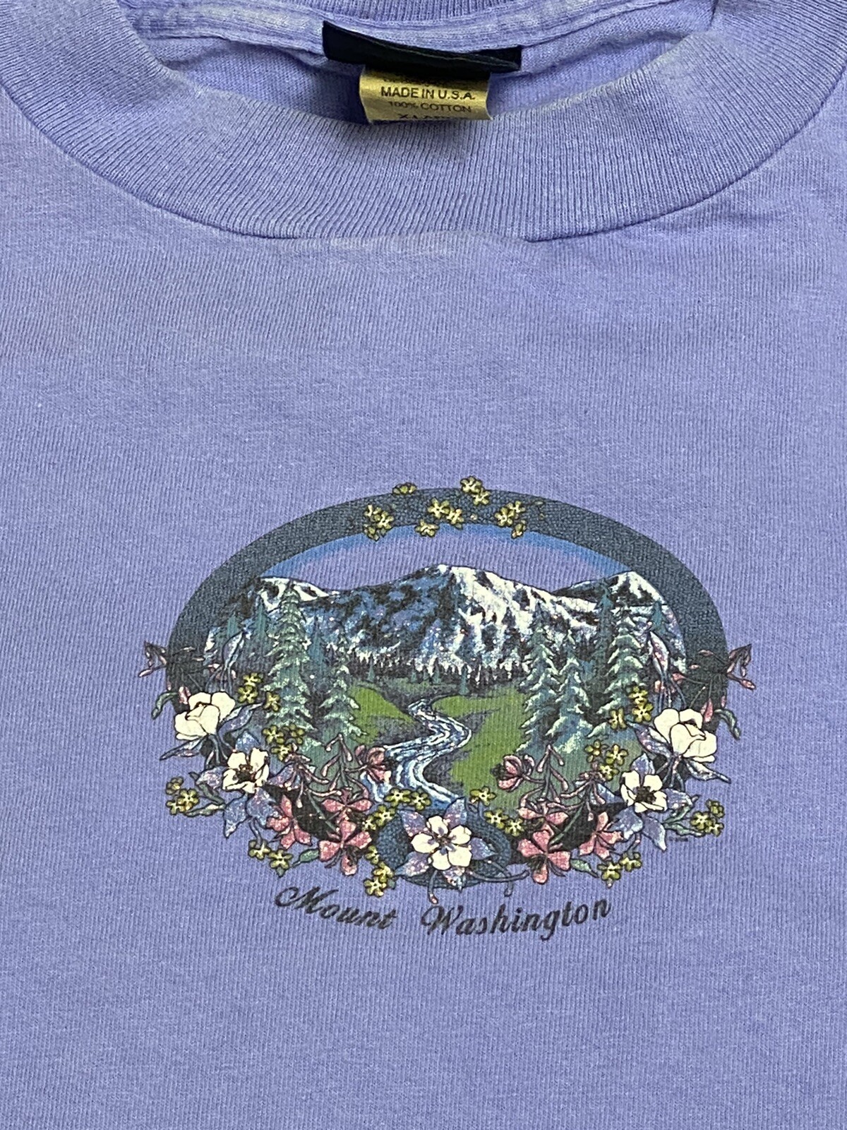 Prairie Mountain Vintage Mount Washington Unisex Graphic T-shirt XL Purple USA