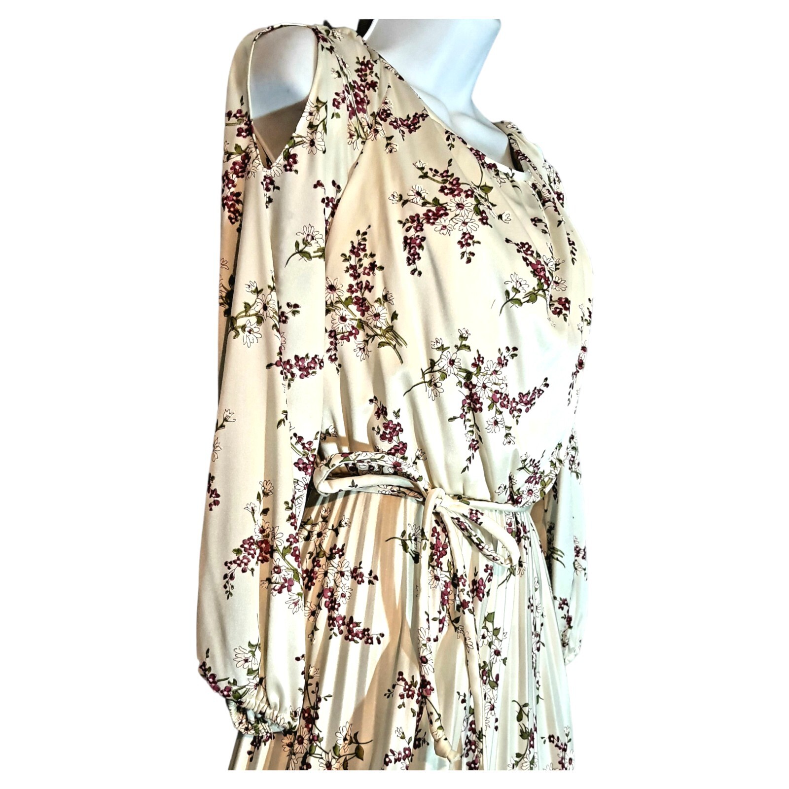 True Vintage Floral Maxi Dress Prairie Cottagecore Empire Pleated Granny JCP 70