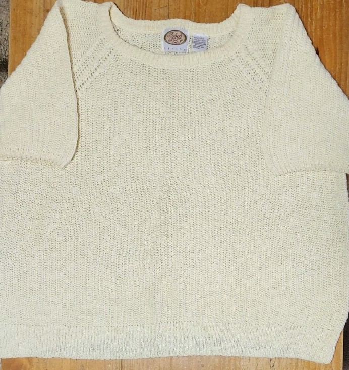 Vintage 80’s Women’s Sweater Picket And Post Size Petite Medium 14/16 Creme