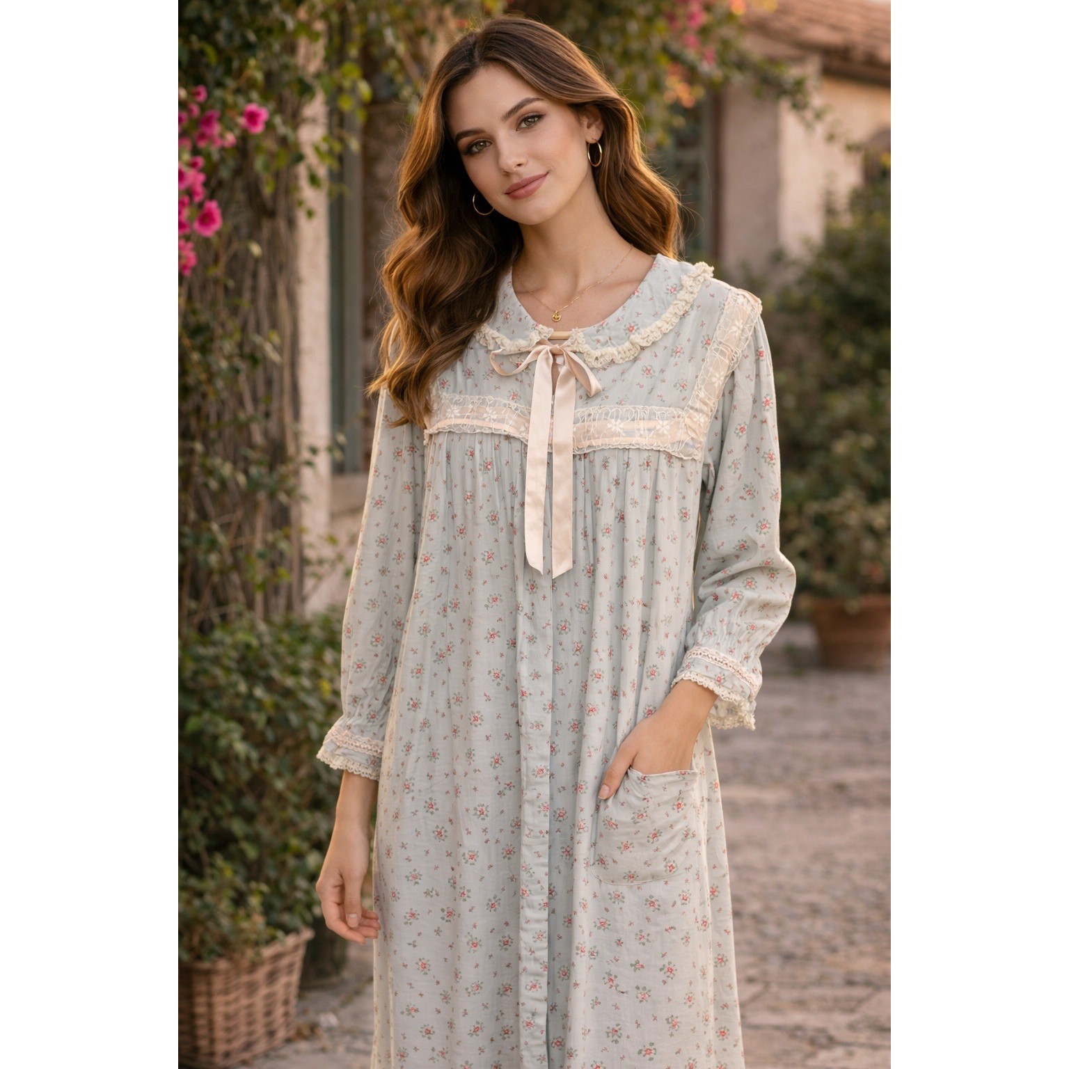 Vintage Mel-Lin Nightgown Cottagecore Victorian Coquette Romantic Floral Rayon
