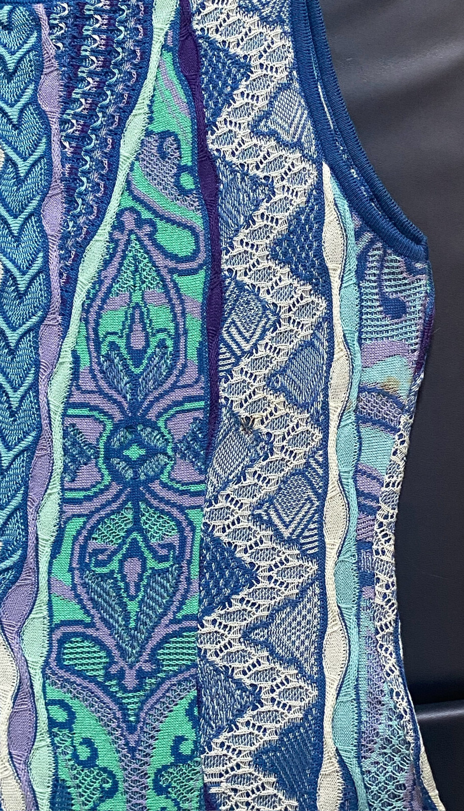 Vintage Late 90’s COOGI dress, size small, asymetrical, body con, cosby sweater