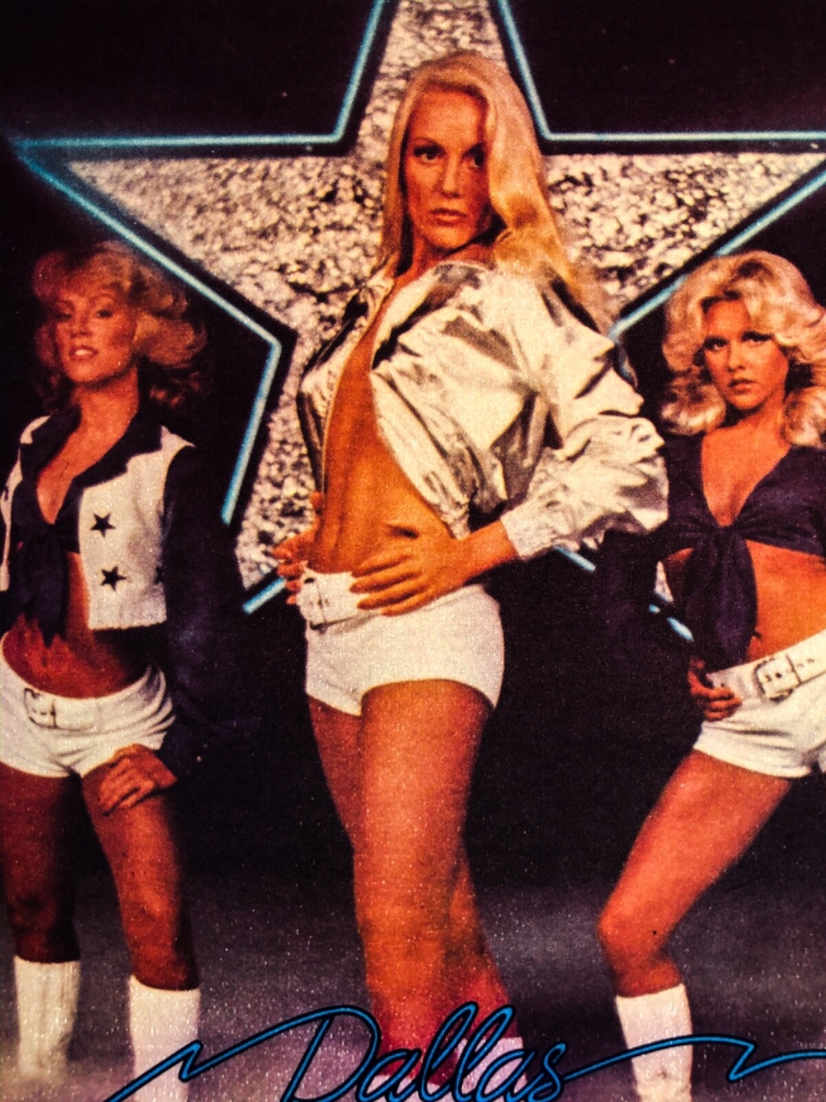 VTG 70s Dallas Cowboys Cheerleader NFL kiss Football T-Shirt Iron-On Transfer