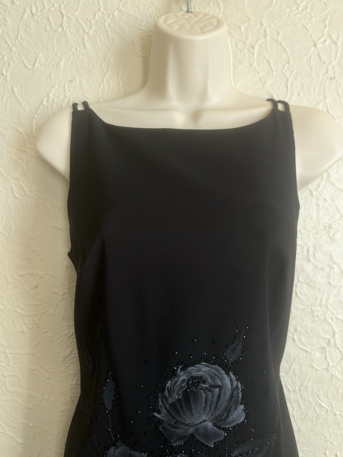 Vintage CDC Black Rose dress embellished square neck size 8 Y2K Grunge Goth