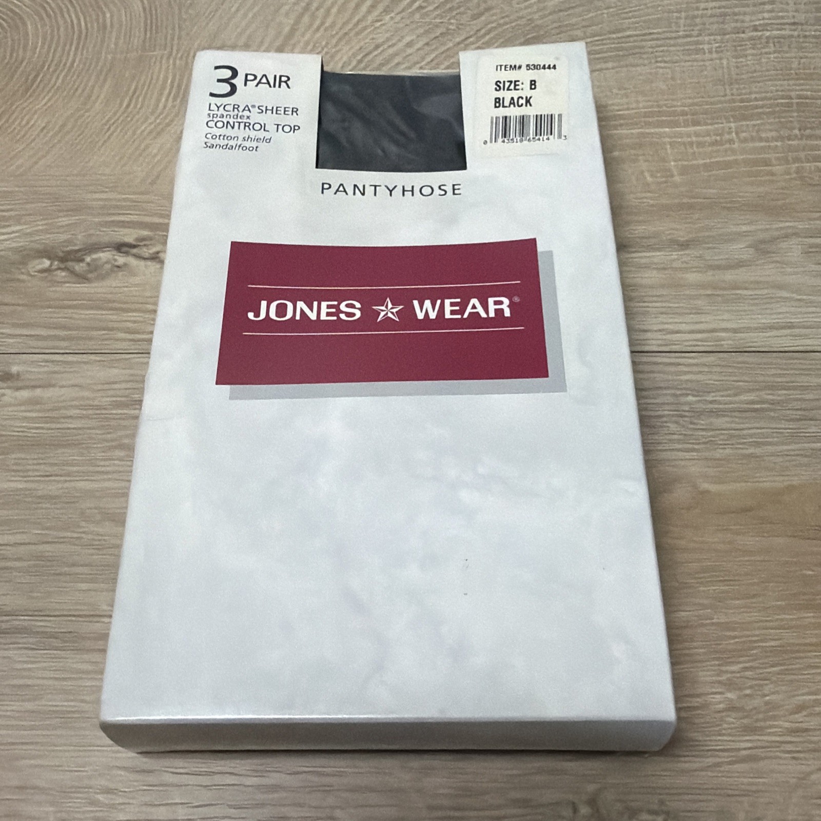Vintage Jones Wear Pantyhose Black Size B Lycra Sheer Control Top 3 Pair New