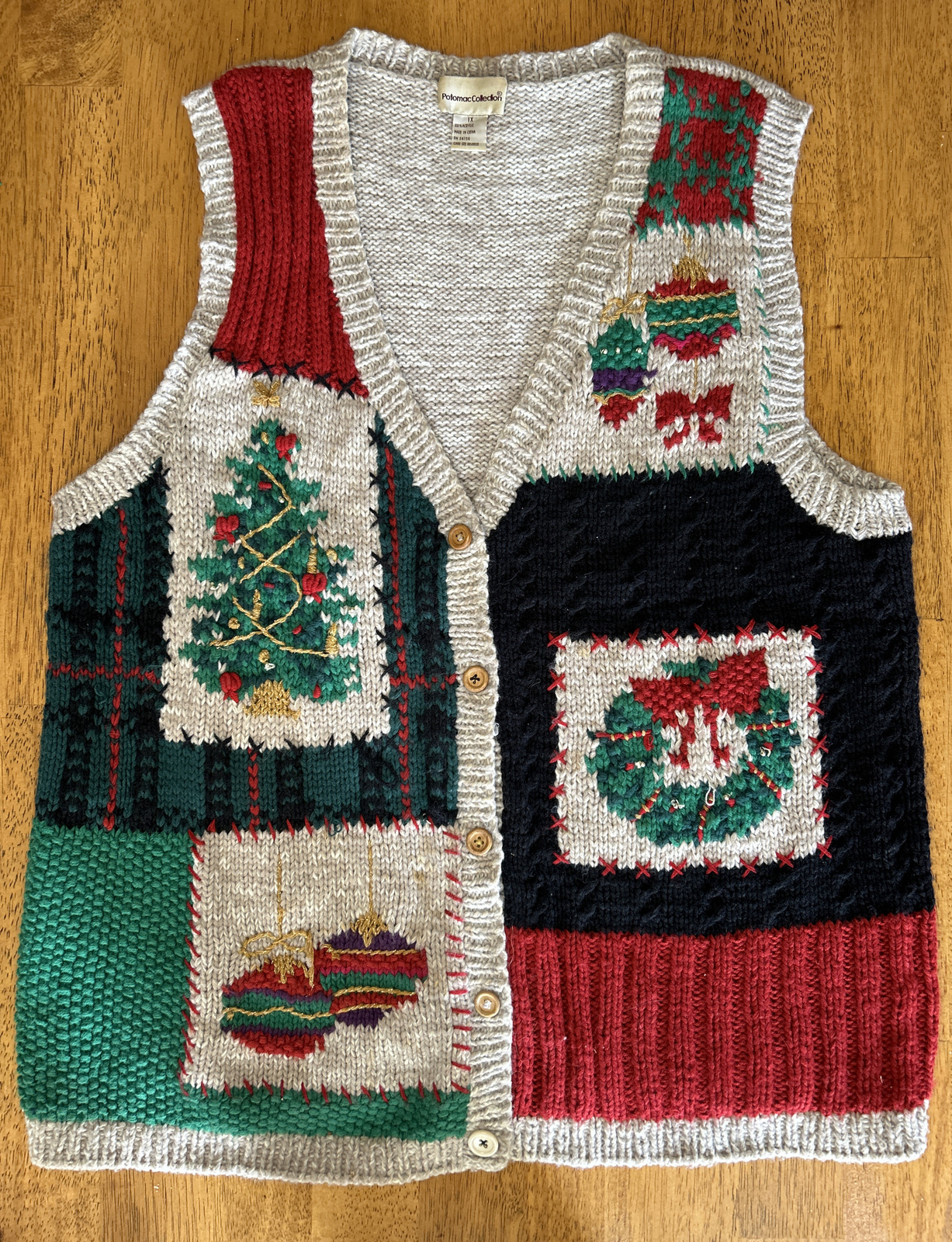 Vintage Potomac Collection chrismas Sweater Vest Women’s Size 1x Button Up