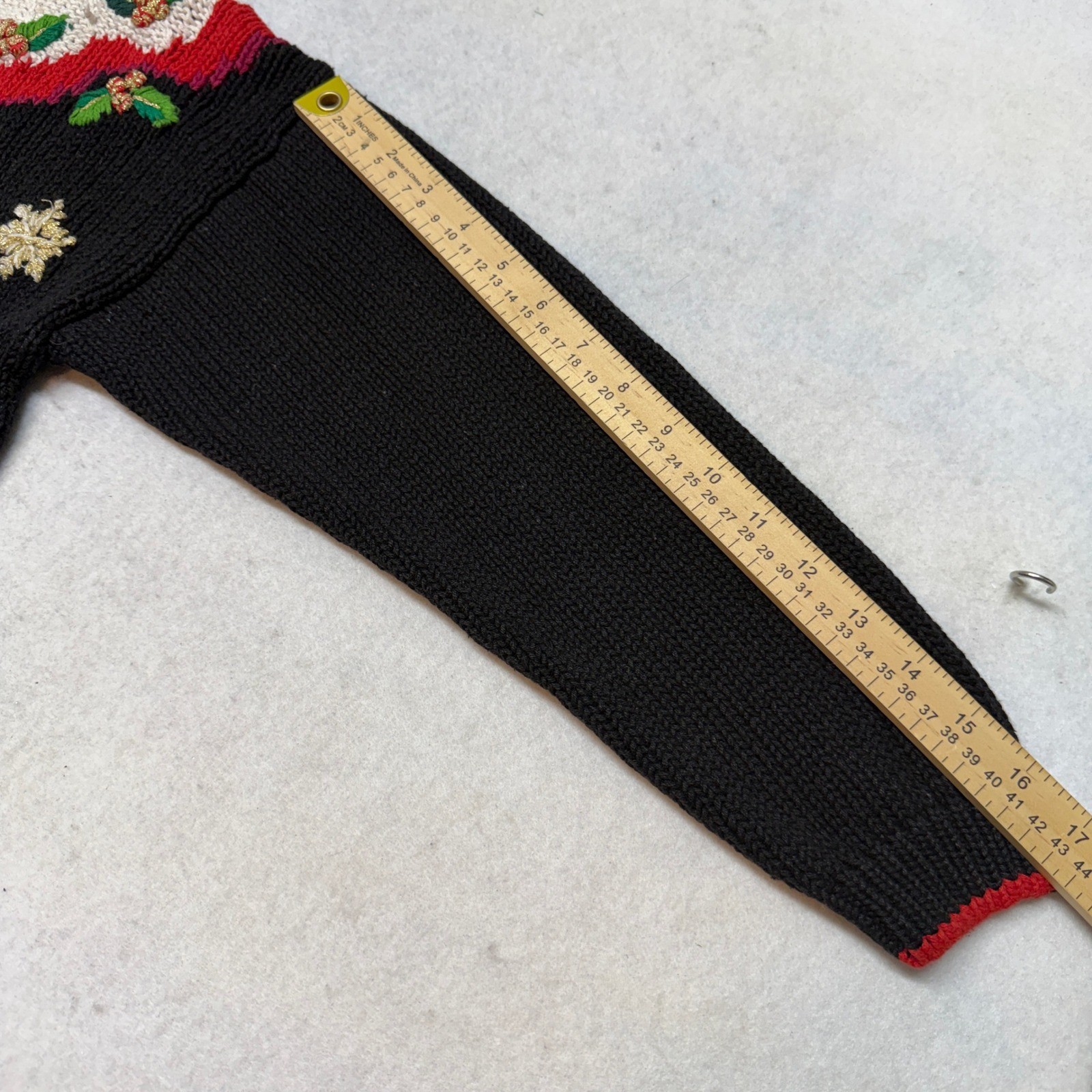 Vintage Beldoch Popper Nutcracker Bear Christmas Knit Sweater 90s Black Medium