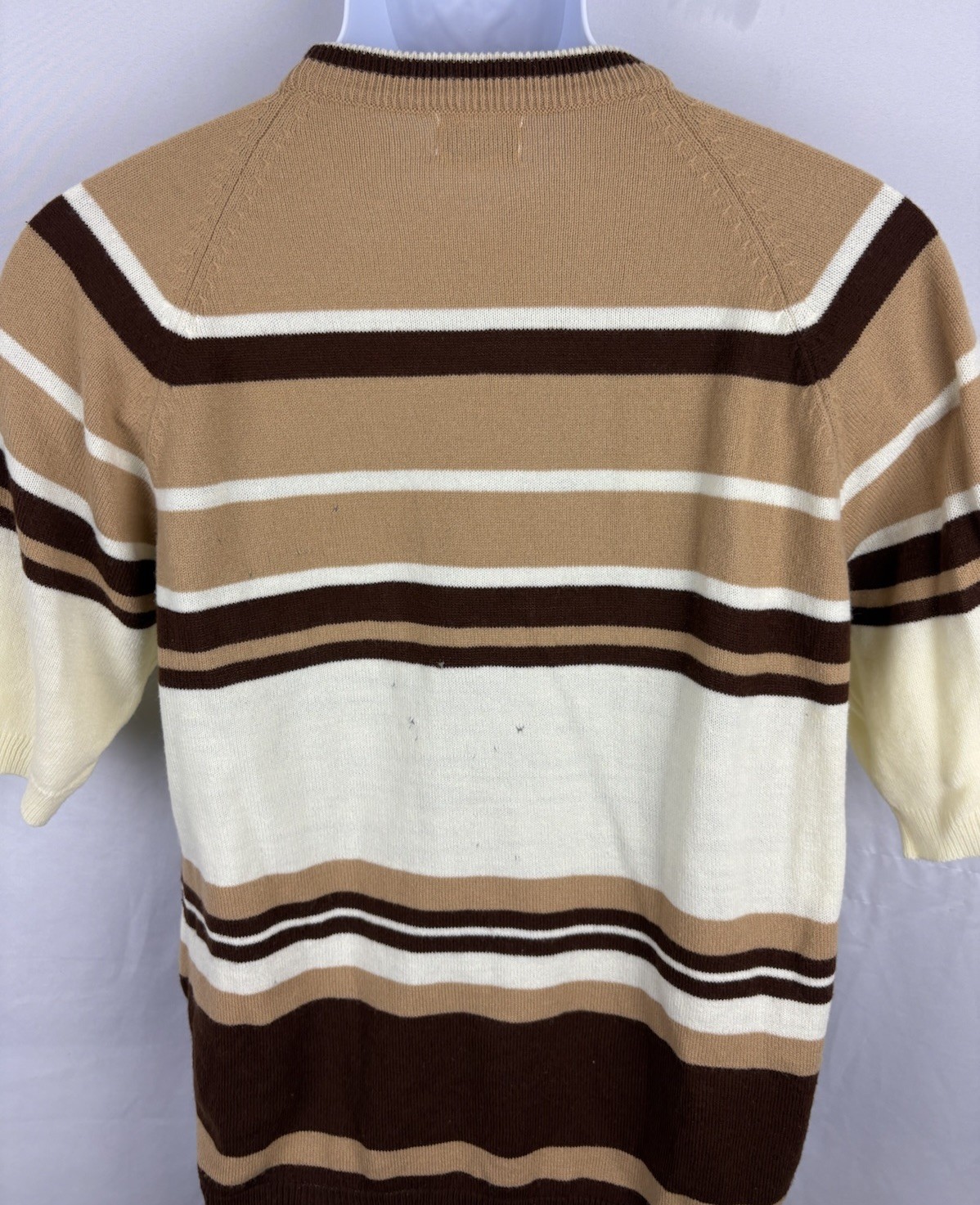 Vintage 60s Penneys Town Craft Short Sleeve Striped Knit Acrylic Shirt Size M