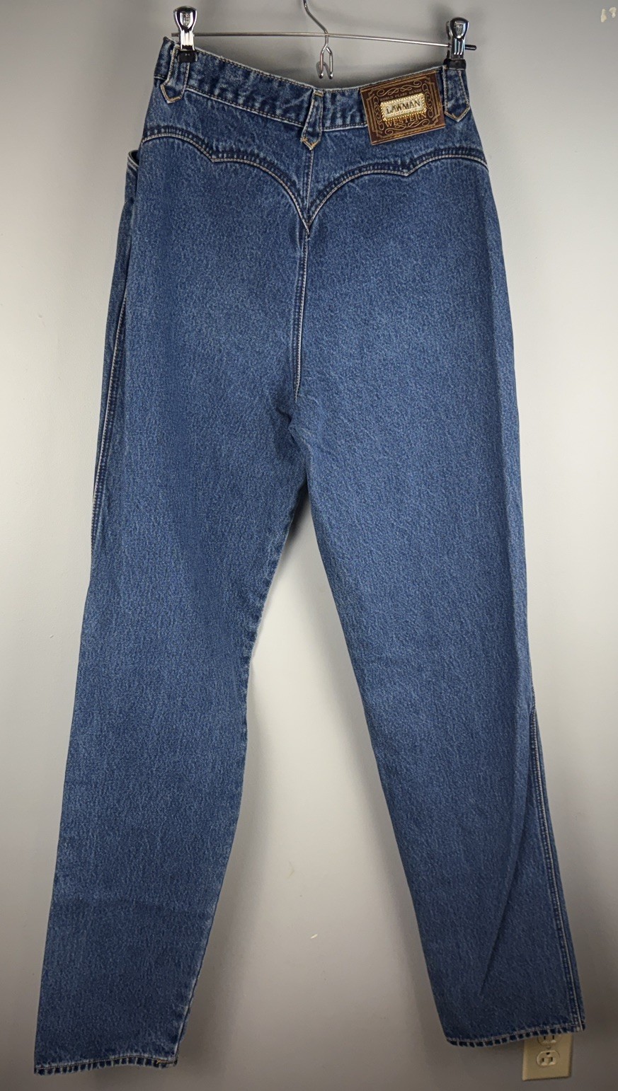 Lawman Western Jeans Denim Blue High Waist Bareback Rodeo Vintage Sz 11 26×35