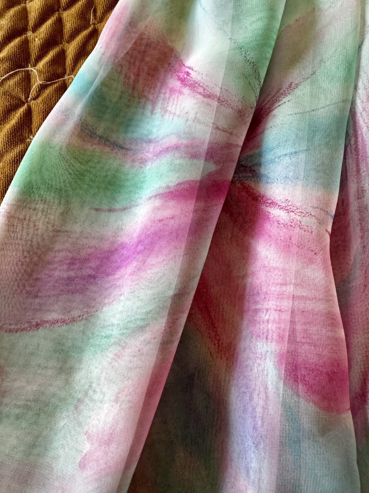 Vintage Victor Costa Ltd. Watercolor Floral Chiffon Maxi Dress & Slip Size 5/6