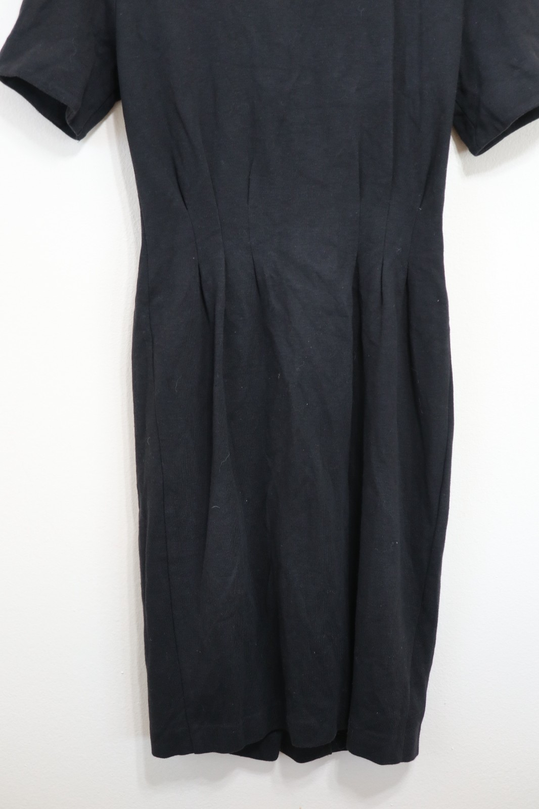 90s Vintage Cynthia Howie Black Knit Jersey Big Buttons Sheath Dress Women XS S