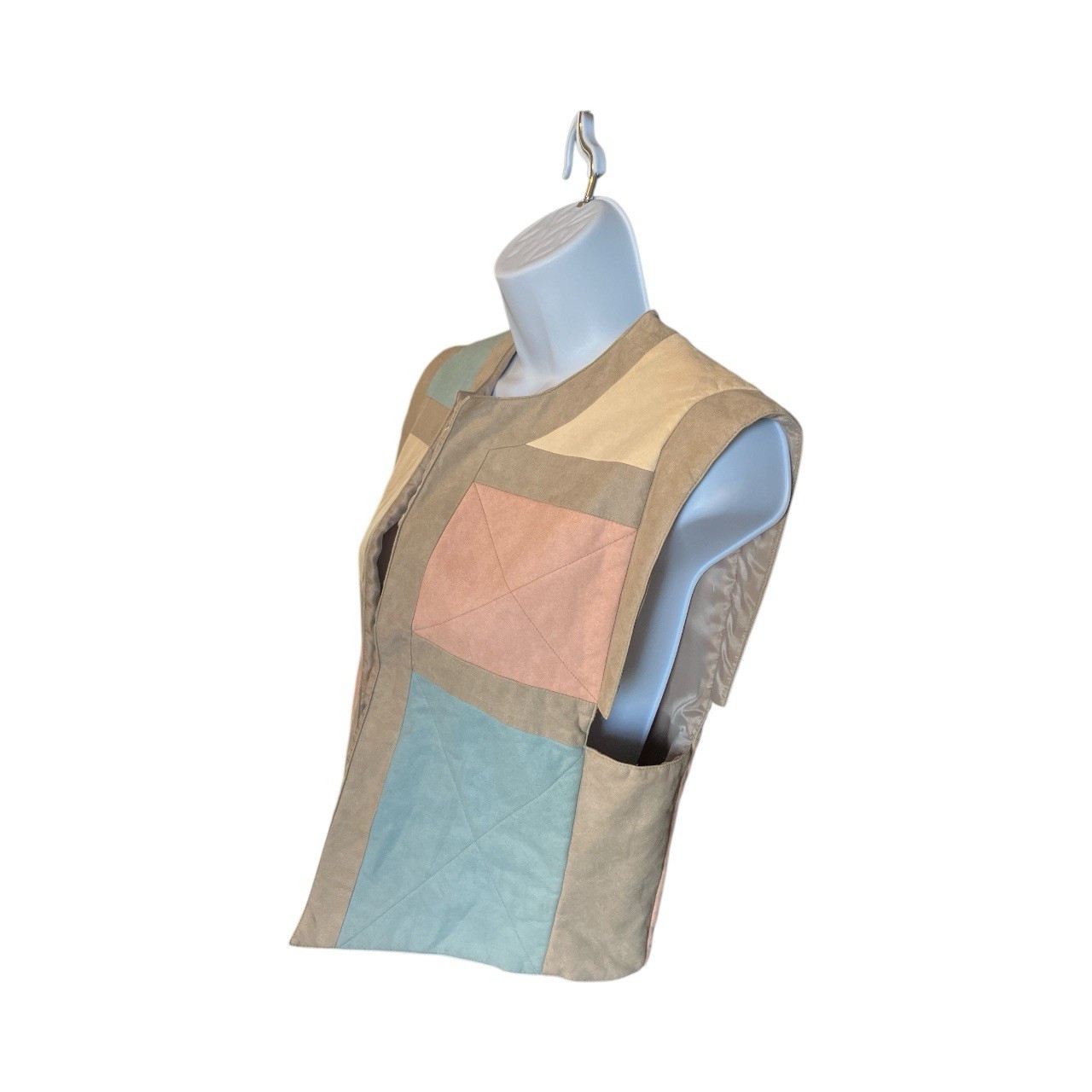 Vintage Patchington “Suedemore” Women’s Pastel Quilted Folk Vest Medium