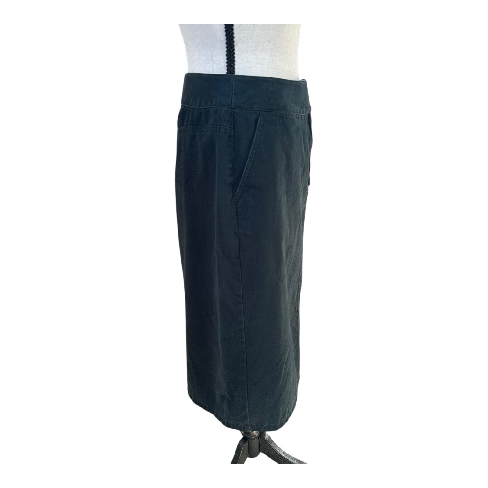 Vtg Marsh Landing Black Cotton A-Line Skirt Made in Hong Kong Sz 6 80s 90s