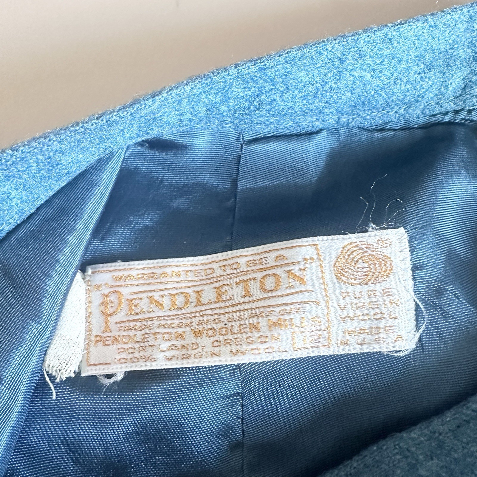 VTG Pendleton 1970’s Skirt Women’s 100% Pure Virgin Wool Teal Size 12 USA