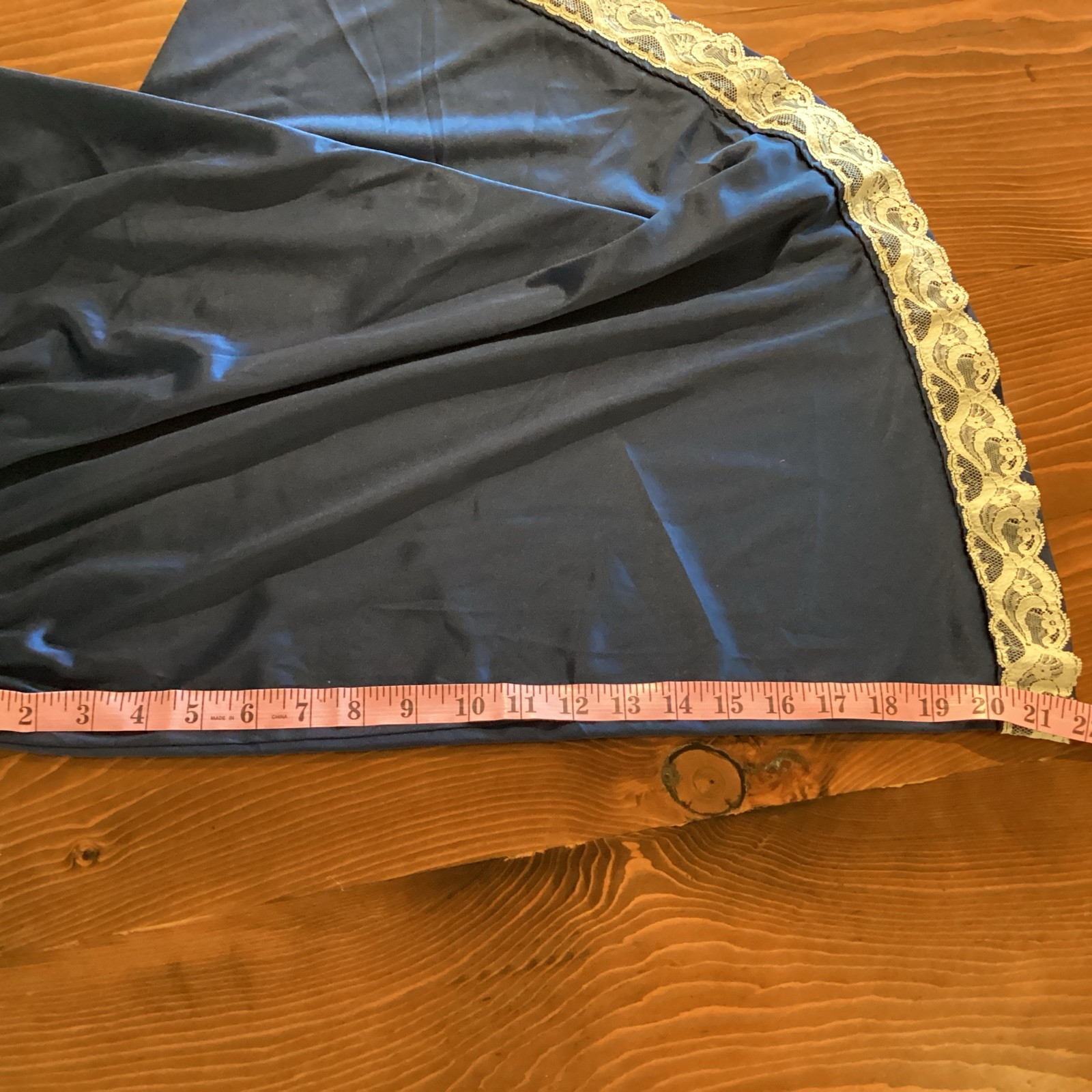 Vintage VANITY FAIR Half Slip Nylon Accent Hem Dark Blue With White Lace Med