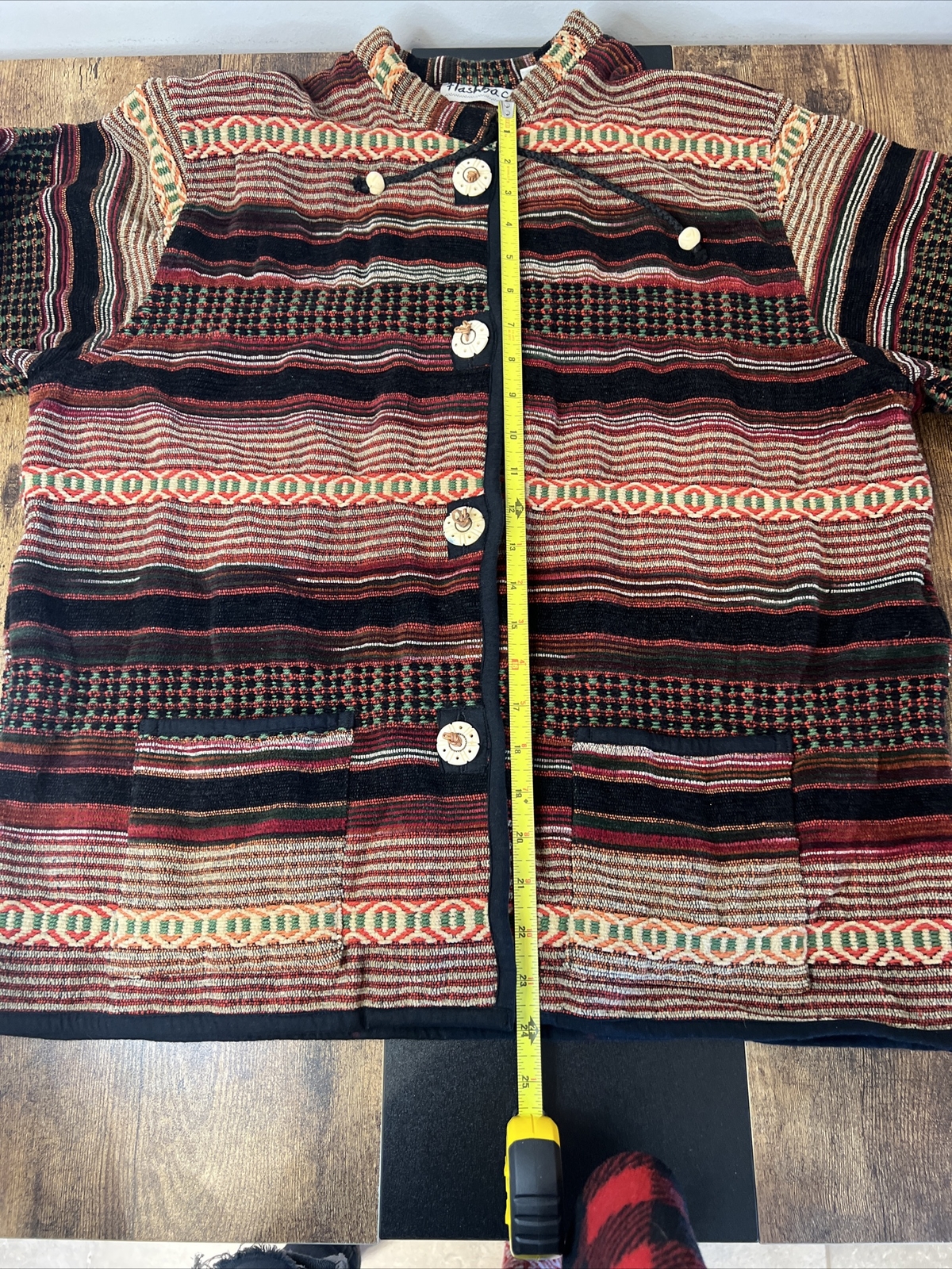 VTG 90s Flashback Cotton Aztec Boho Button Sweater Jacket Size XL Womens