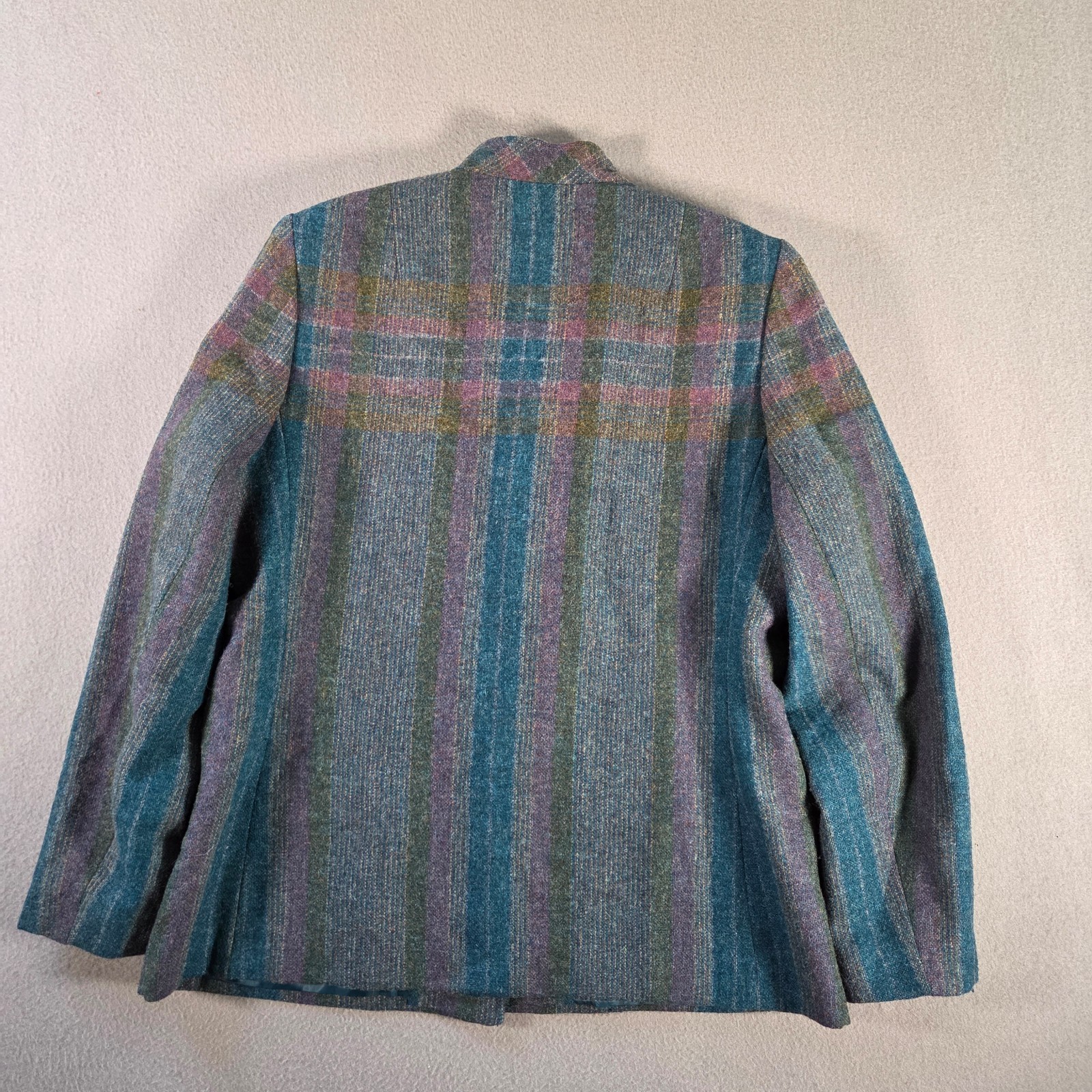 Vintage Wilroy Jacket Womens 16 Grey Wool Striped Blazer Mod ILGWU Made USA
