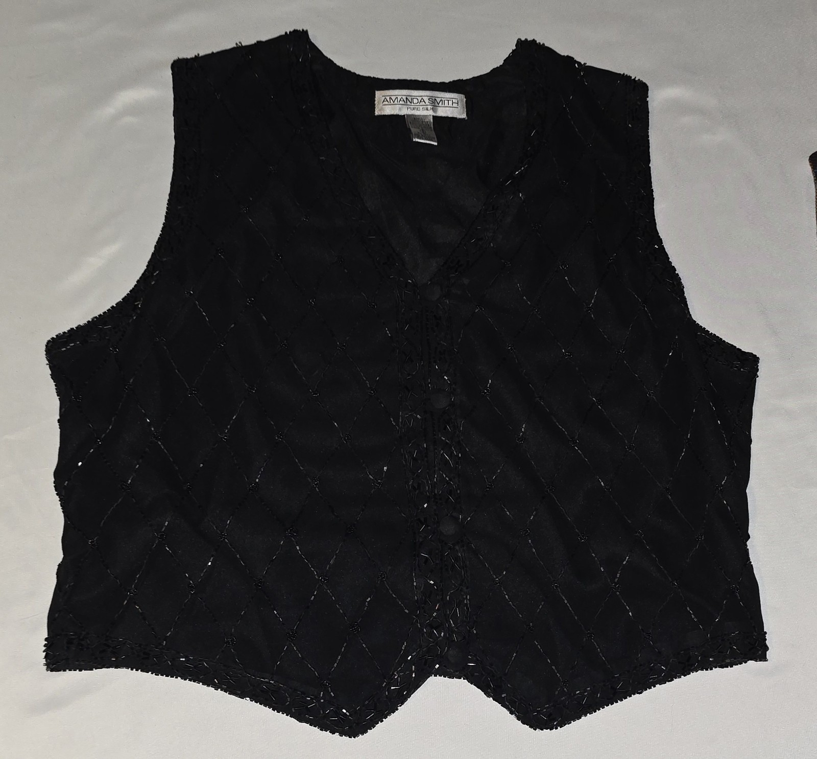 Women’s Vintage 90s Y2K Decorated Vest Silk Academia Preppy Twee Retro Size S