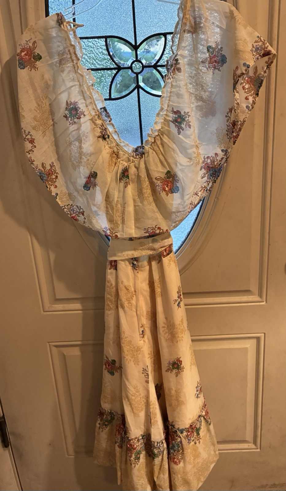 Vintage Beige Print Dress
