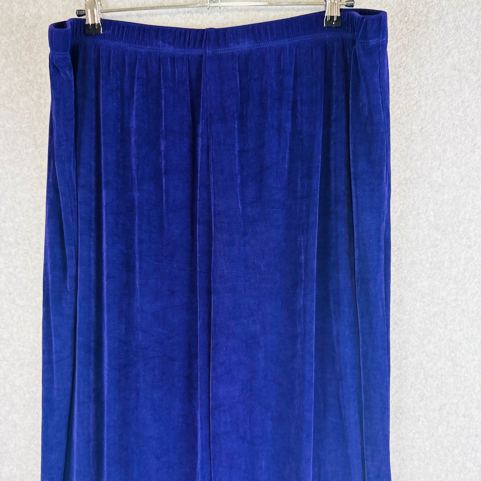Vikki Vi Womans 3X Petite Wide Leg Pants Pull On Stretch Purple Slinky Travel