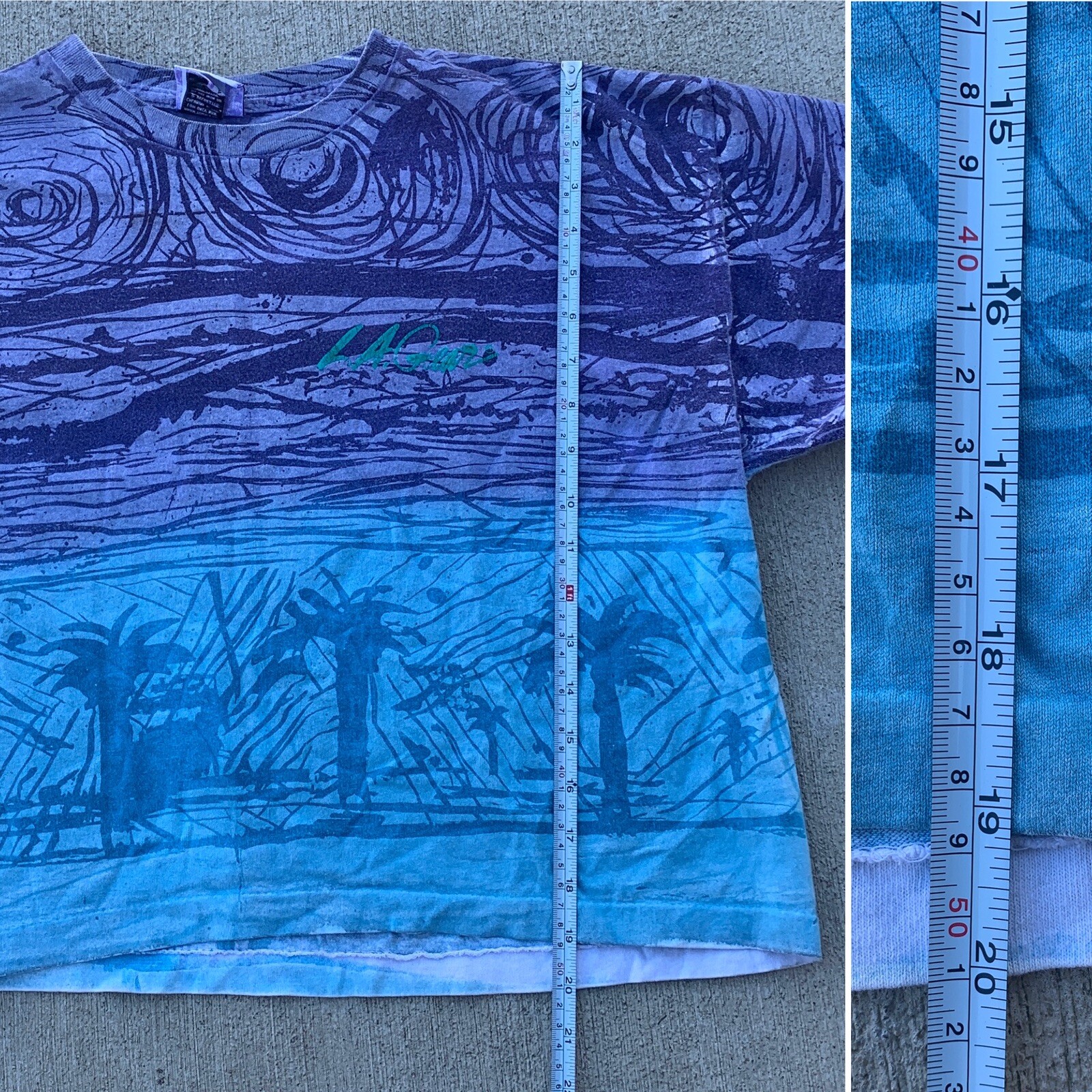 Vintage LA Gear Crop Top Half Shirt All Over Print T-Shirt 80s 1980s Made In USA