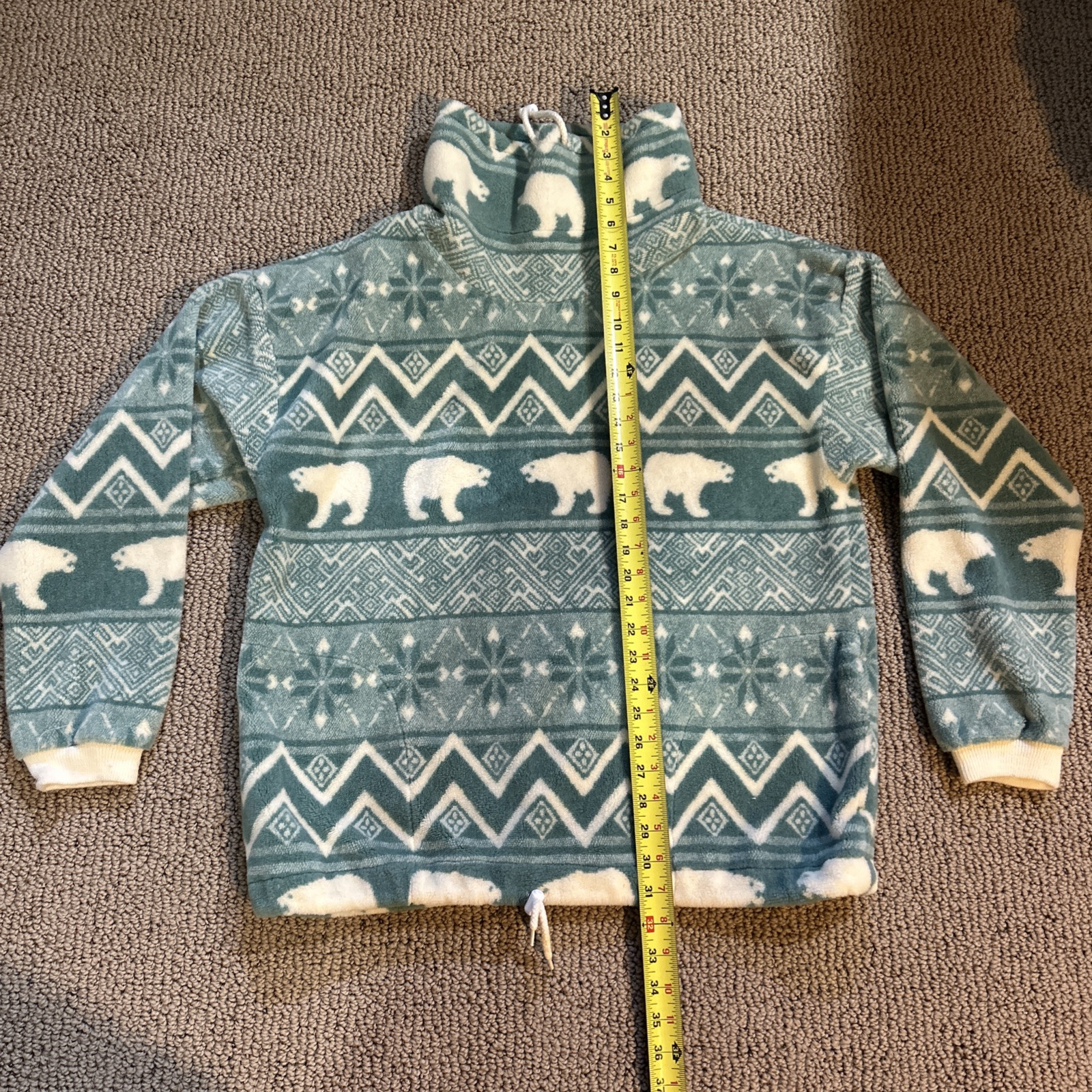 Ski Fleece Nordic Polar Bear Pullover Sweater Size Large Vintage 80’s Sunbuster