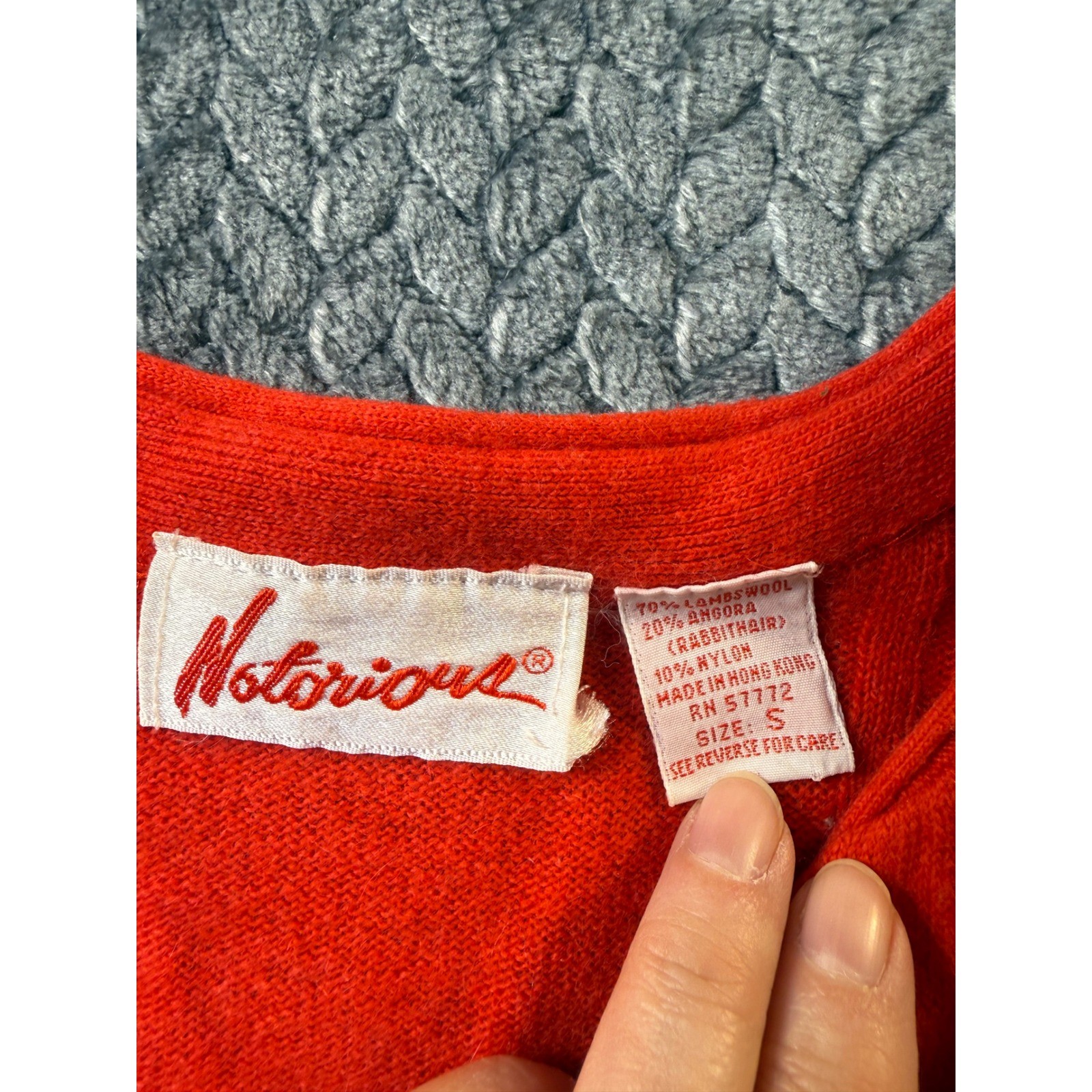 Notorious Vintage Red Lambswool Angora Cardigan Sweater V-Neck S Coquette Granny