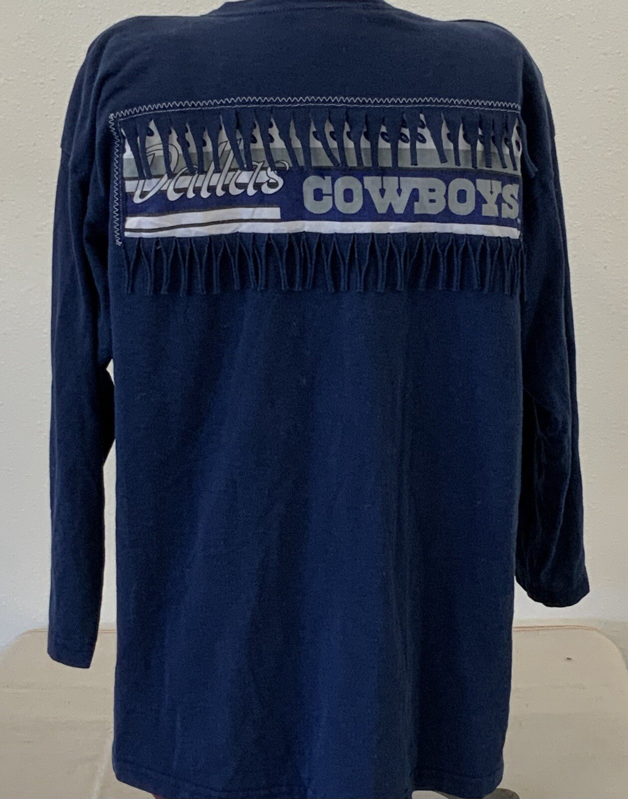 Vintage 80s Dallas Cowboys T-Shirt Osfa Fringe Western Beaded Quarter Sleeve NFL