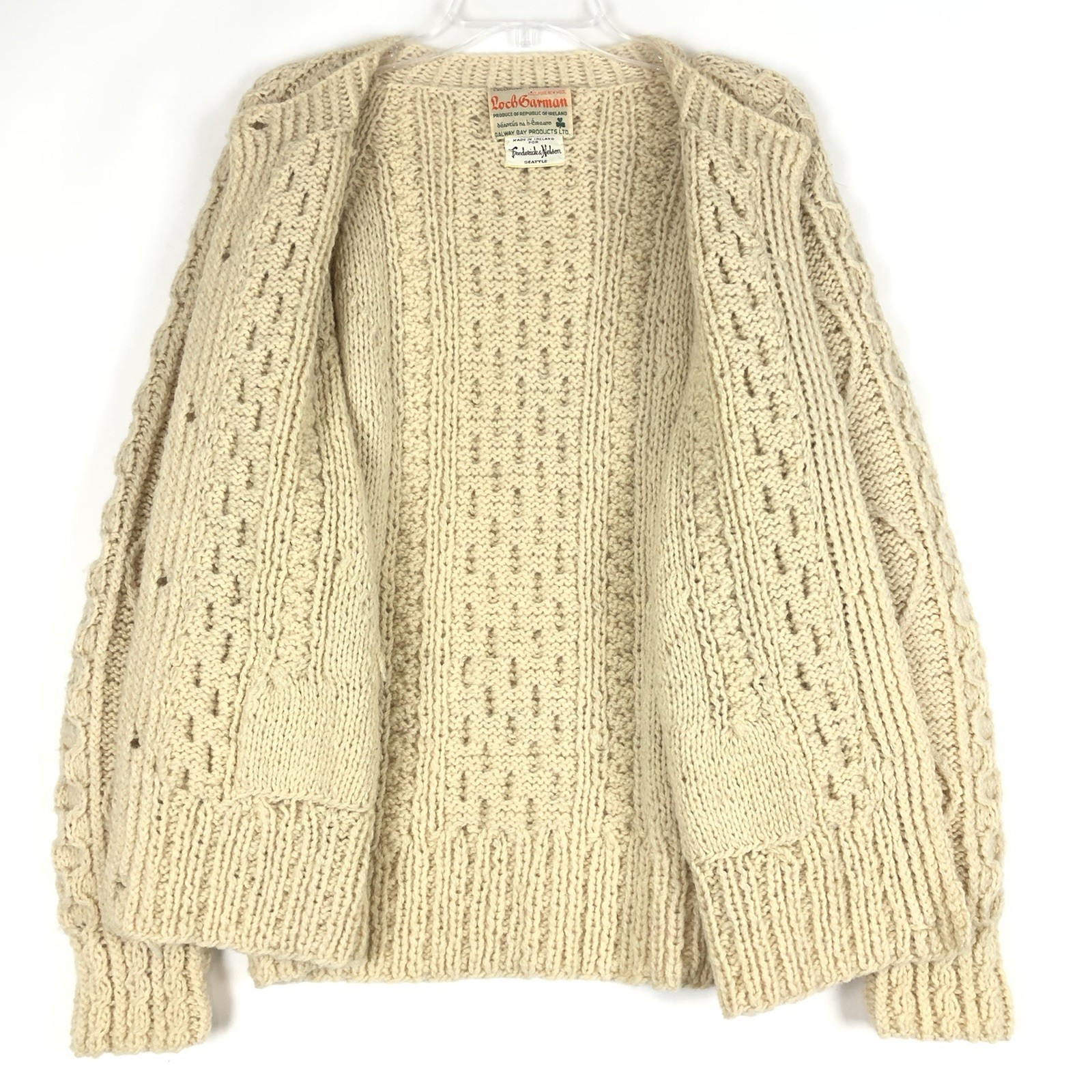 VTG Loch Garman Wool Cardigan Womens S Ireland Ivory Fisher Knit Sweater Seattle