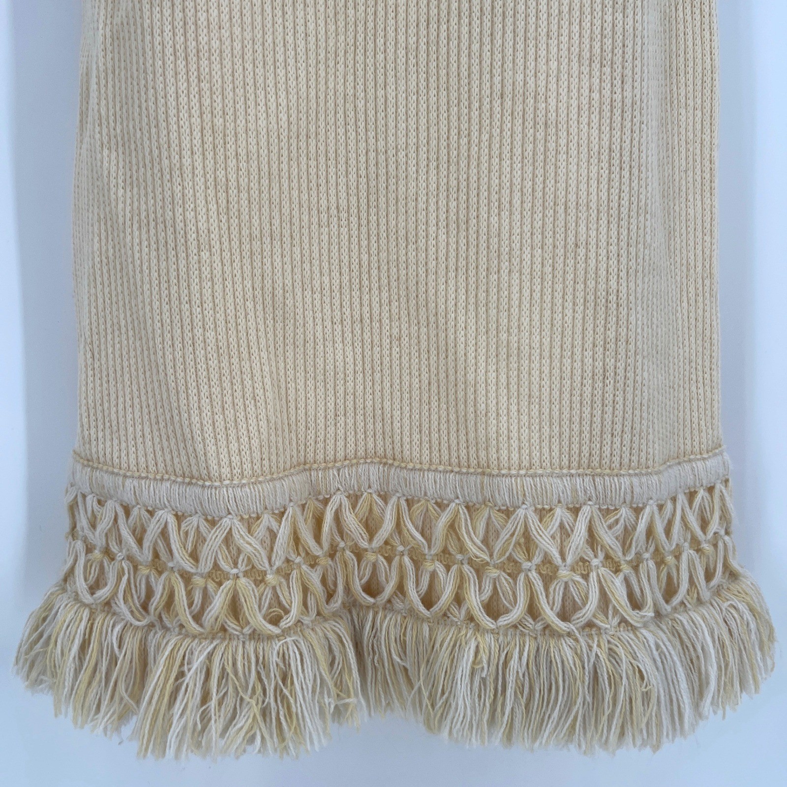 Vintage 70s Knit Dress Miss Continental Hippie Turtleneck Fringe Hem Boho Size S