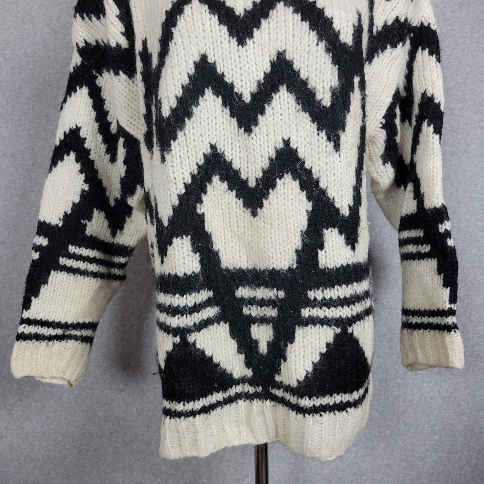 Protokol by Collage Vintage Mohair Blend Chunky Geometric Turtleneck Sweater L
