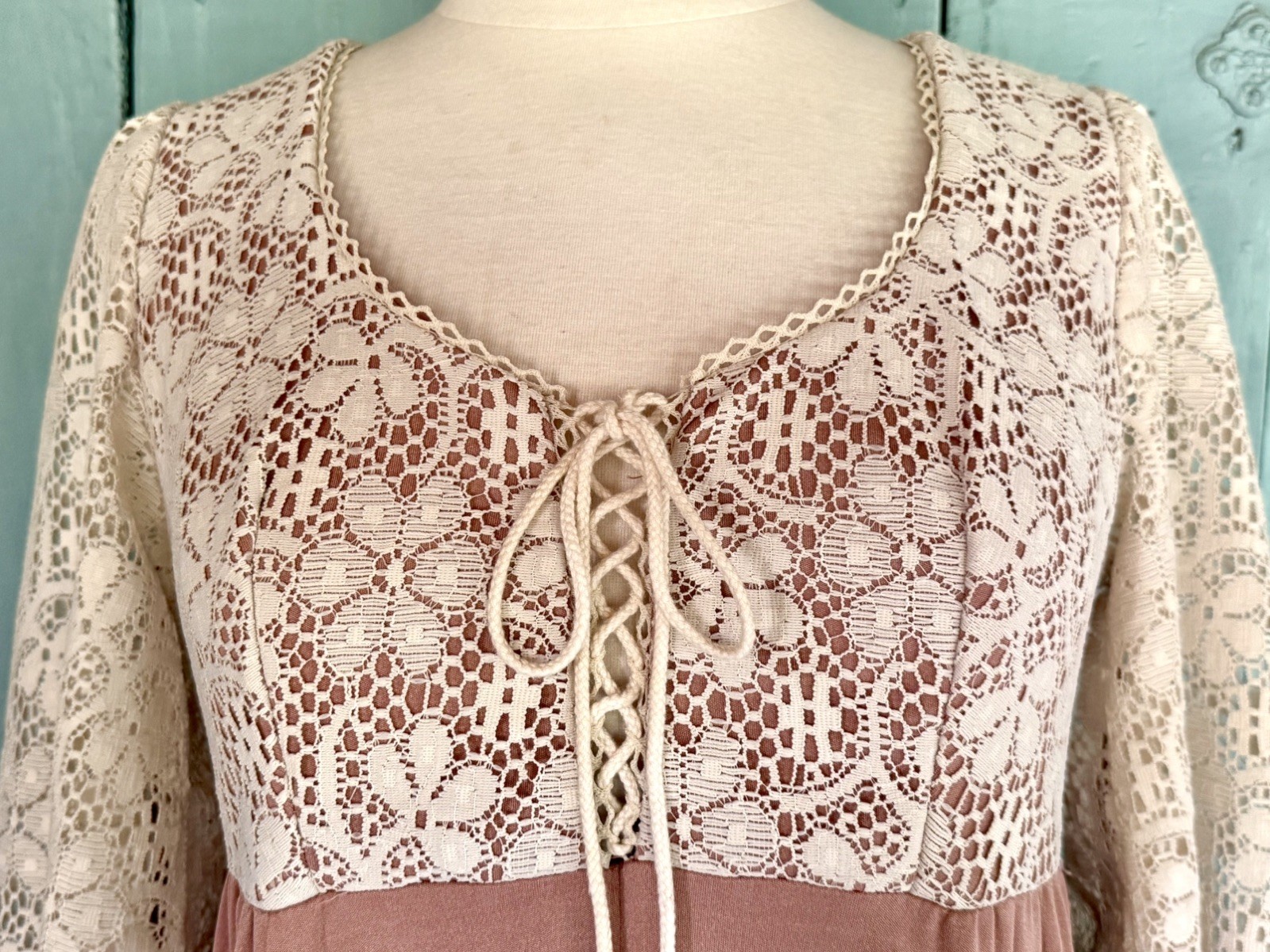VTG 70’s Rags by Kressandra Boho Chic Festival Cottagecore Maxi Empire Dress S