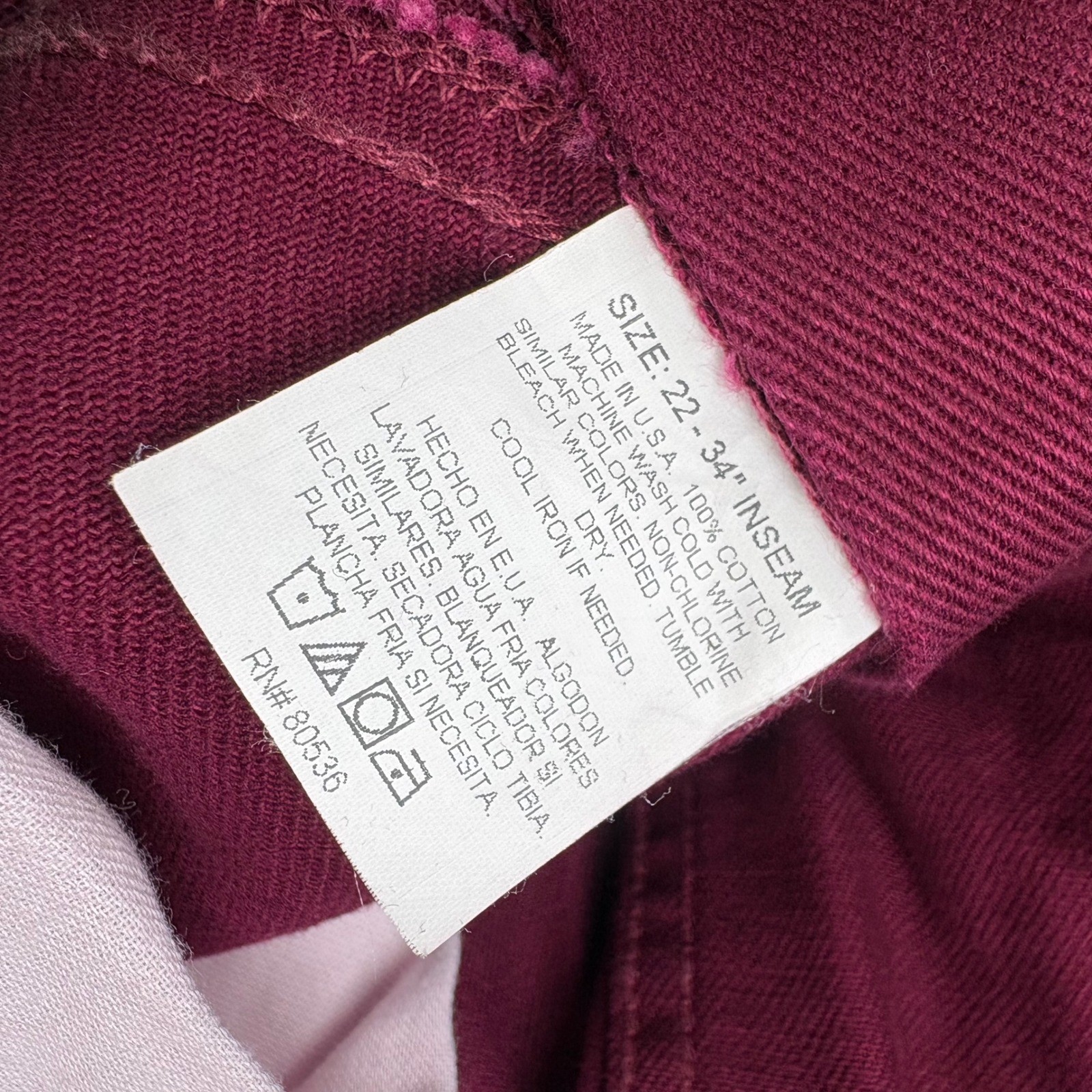 Vintage Ozark Mountain Red Western V-Yoke Jeans Womens 38×34 22 USA Burgundy