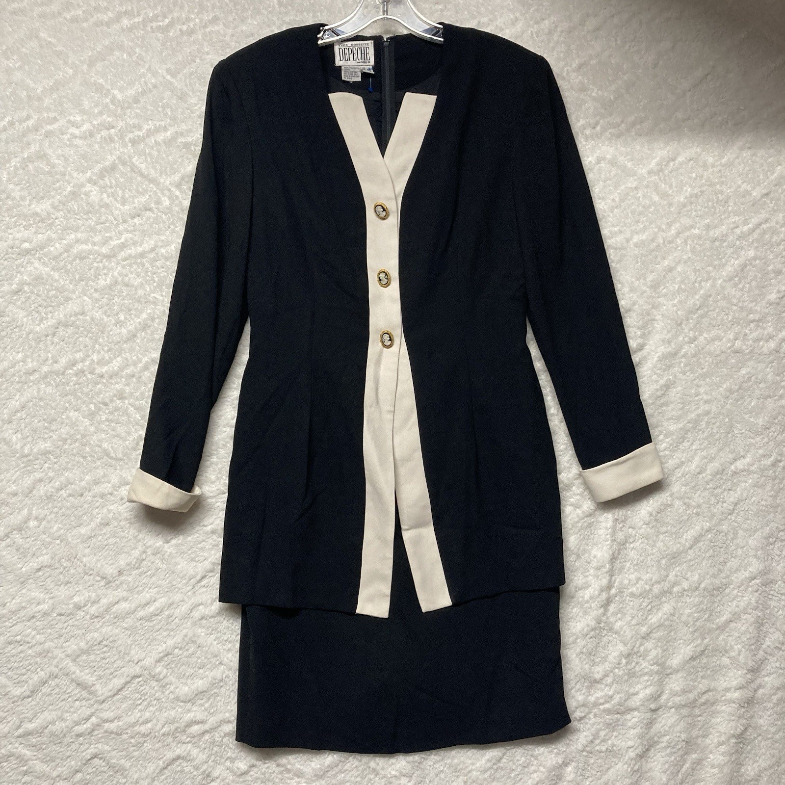 Vintage Yves Cossette Depeche Mode Dress sz4 Cameo Buttons Old Money Power Dress