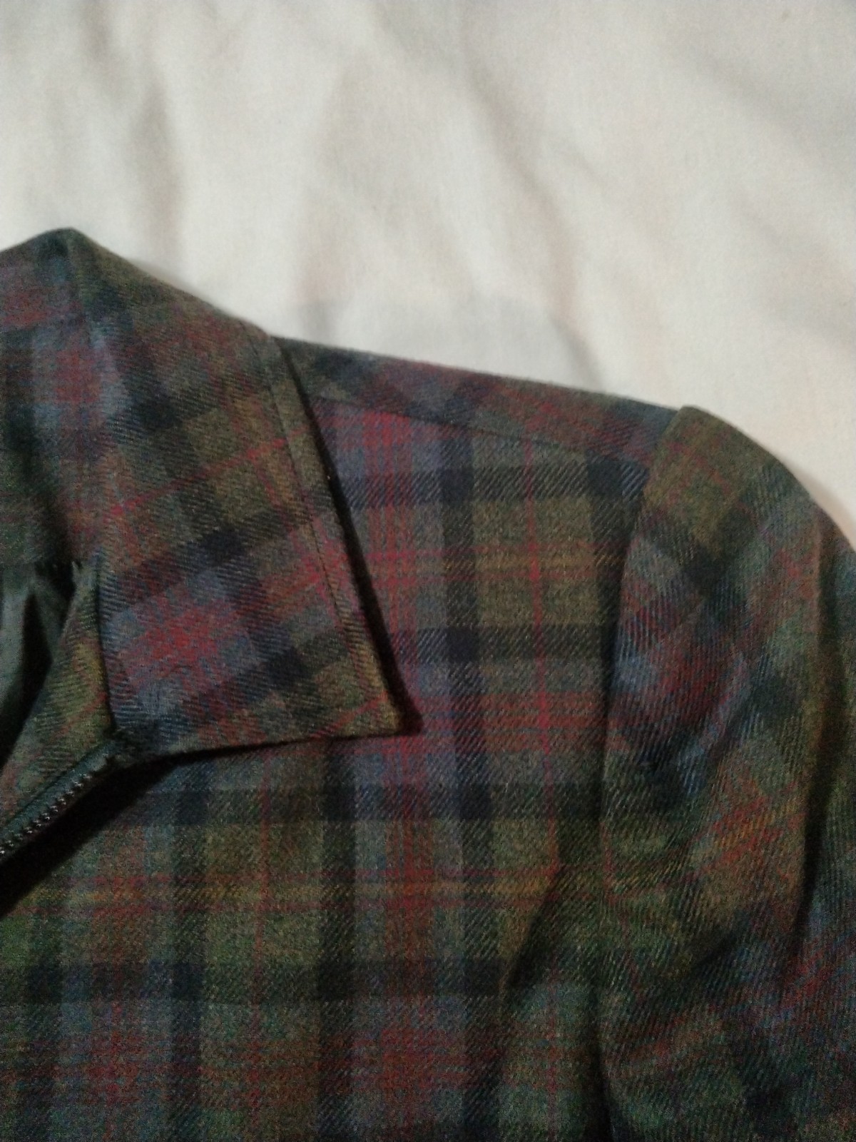 Company Collection Vintage 70’s Wool Jacket Plaid Zip Shoulder Pads Horse Ranch