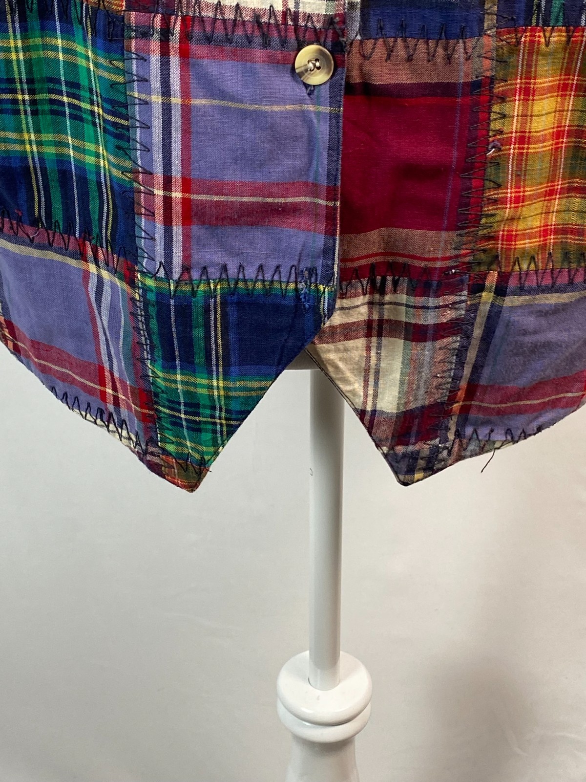 Vintage Patchwork Plaid Vest Victoria Jones Boho Retro Sz 18/38 Minimalist