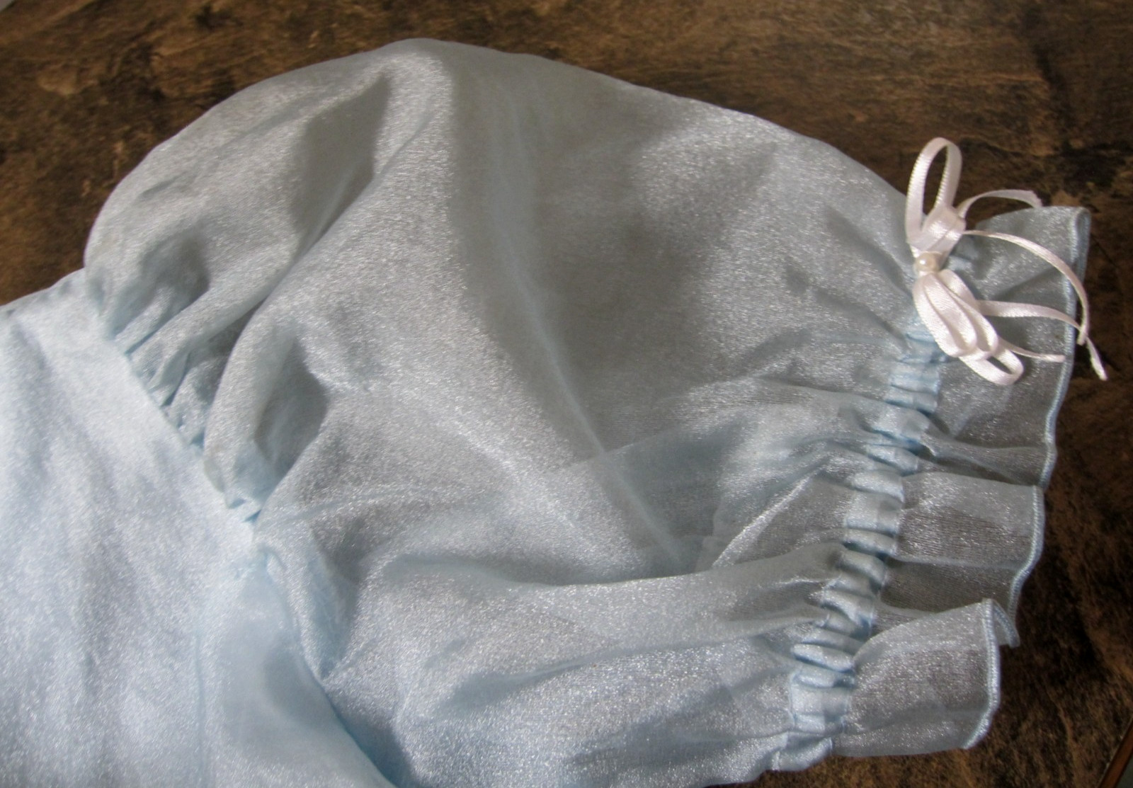 Vtg SQUARE DANCE PRAIRIE DRESS Blue Organza Ruffles Rows of White Lace Sz 12/14
