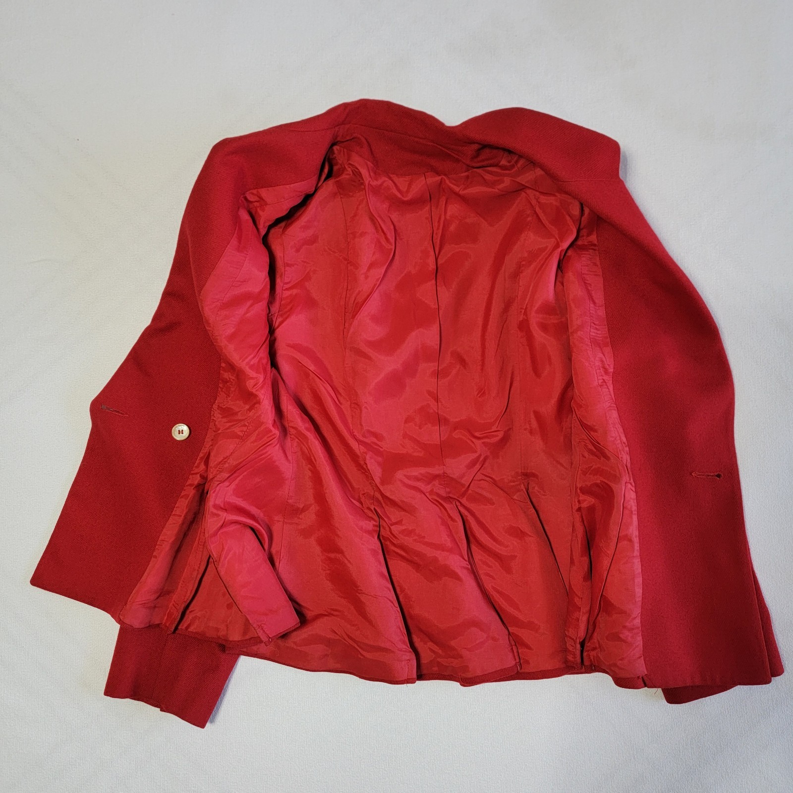Vintage Red Double-Breasted Blazer Collared Flared Hem Women’s Size 8/S