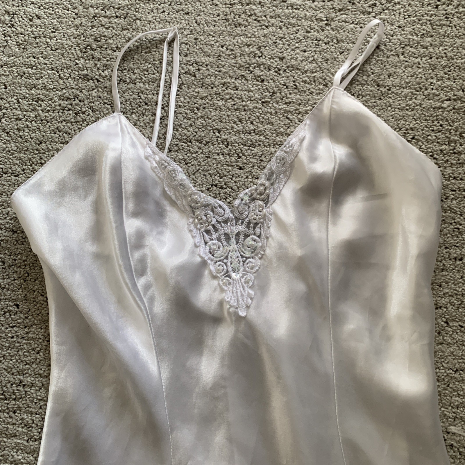 fredricks of hollywood Satin Nightgown Slip Dress Maxi Sleeveles Strappy Sexy S