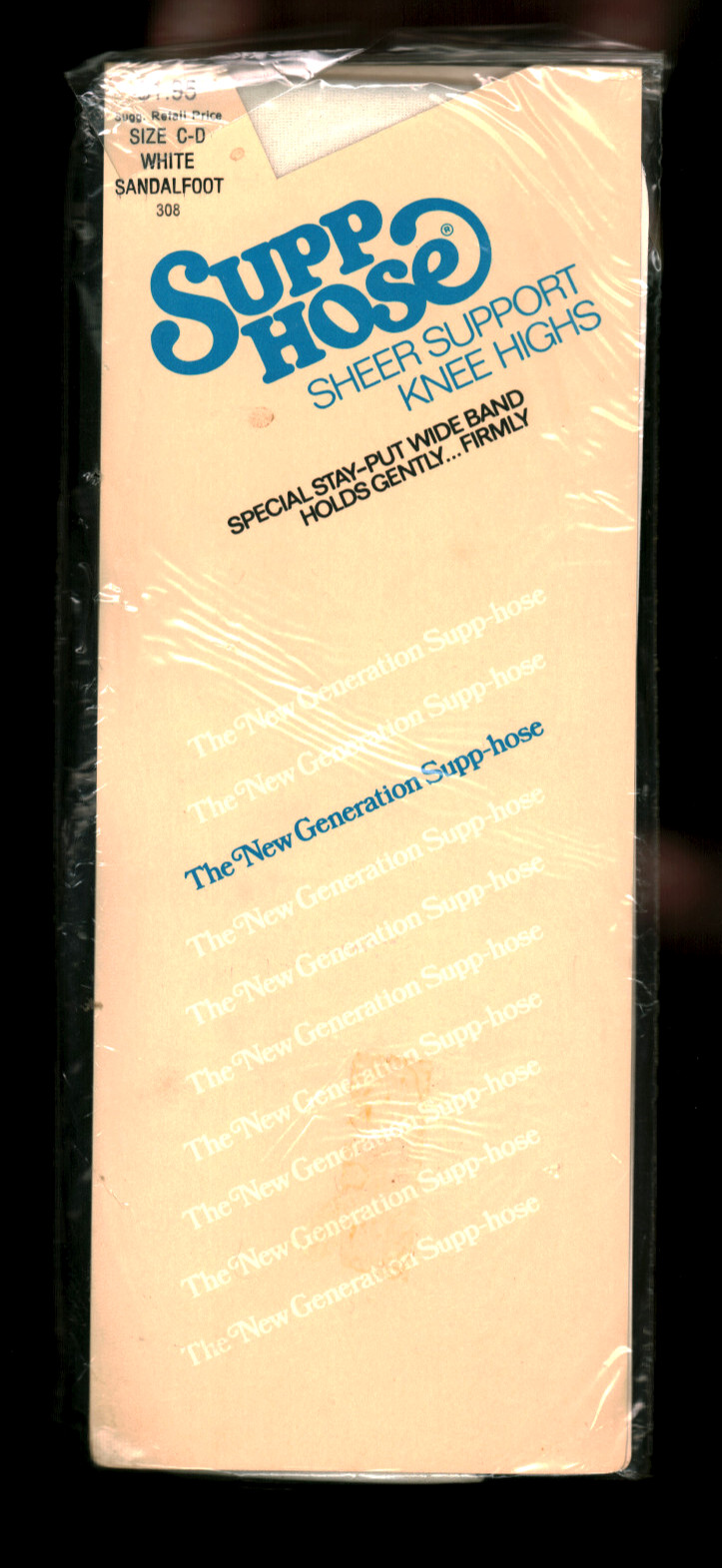 Supp-Hose Sheer Support Knee Highs Vintsge 1980s Size CD White 110-170 5’1-5’11